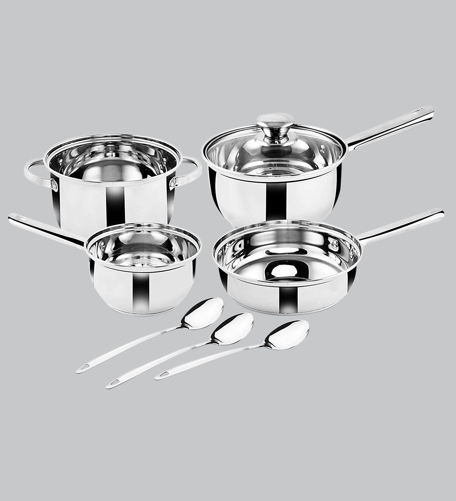 Stainless Steel Capsule Bottom Cookware -Set of 7 with 1 Glass lid Stainless Steel Capsule Bottom Cookware -Set of 7 with 1 Glass lid