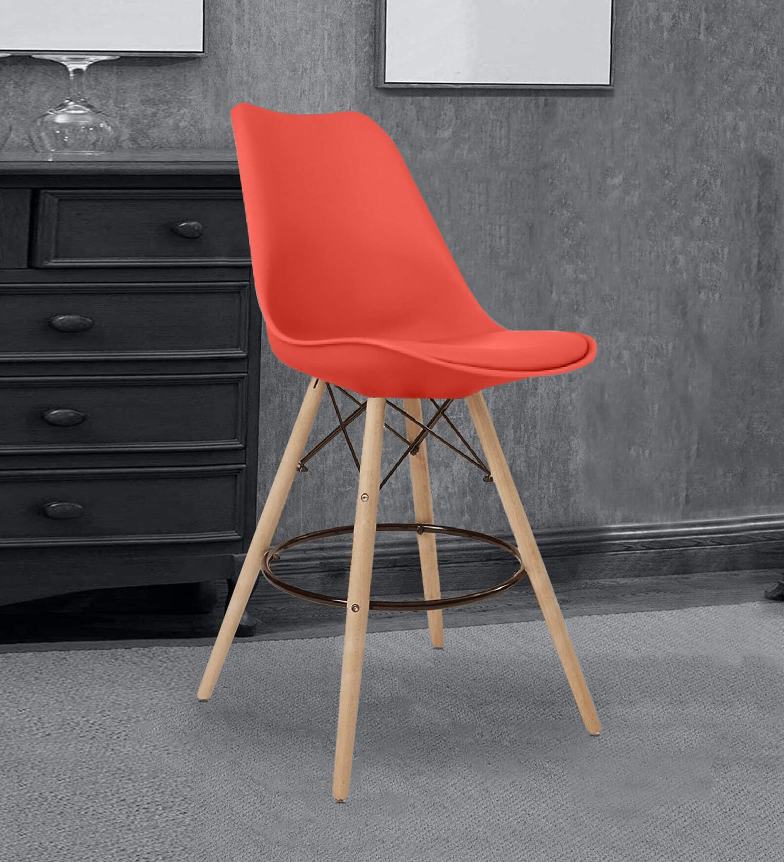 Buy Oreo Leatherette Bar Stools in Red Colour at 100 OFF by Finch Fox