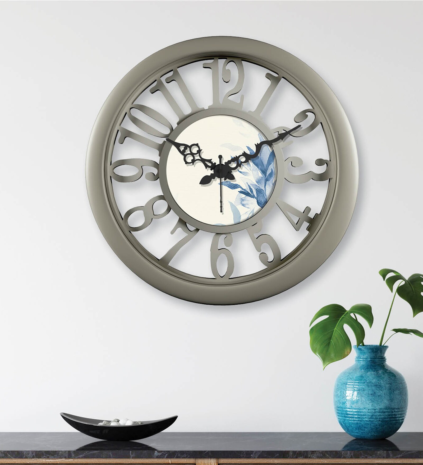 Classic Grey Plastic Modern Wall Clock