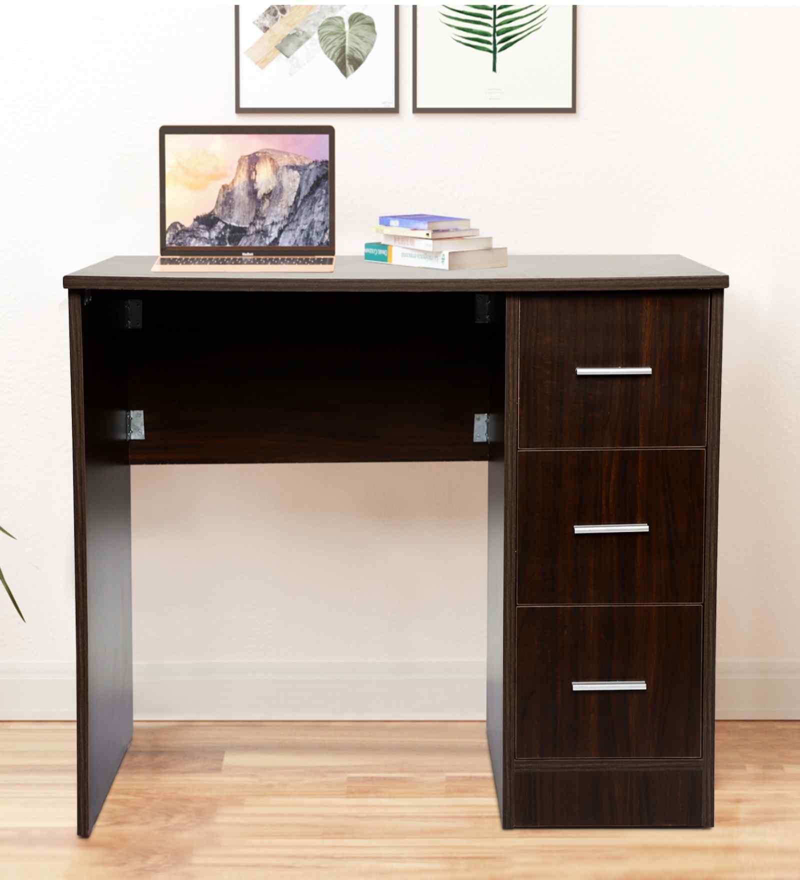 Classic MahoganyDark Workstation Desk With Textured Veneer Finish