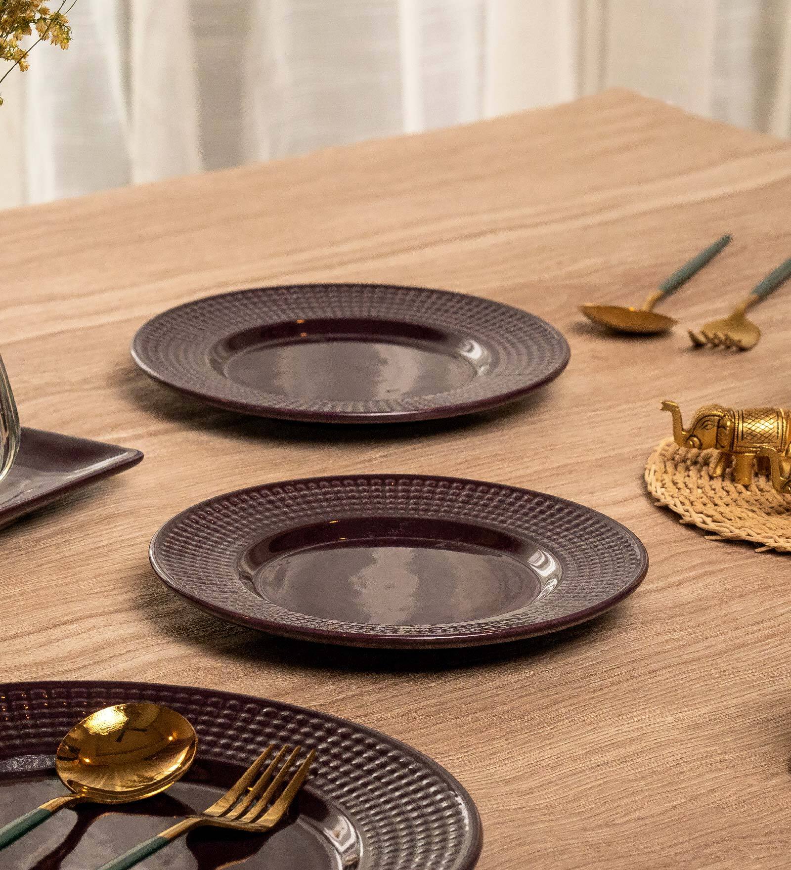 Classic Purple Ceramic Microwave-safe Handcrafted (Set of 2) Side Plate