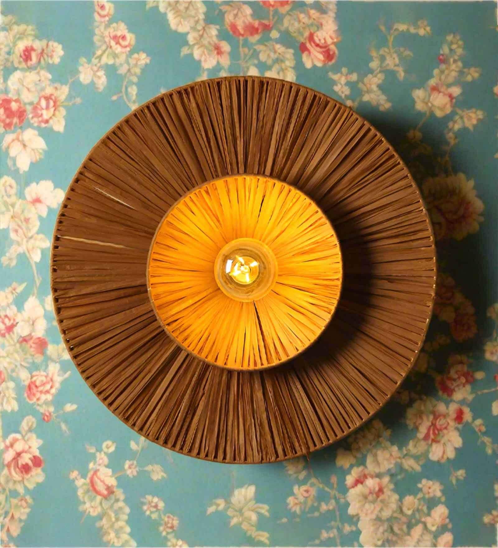 Classic Raffia Wall Light (Brown)