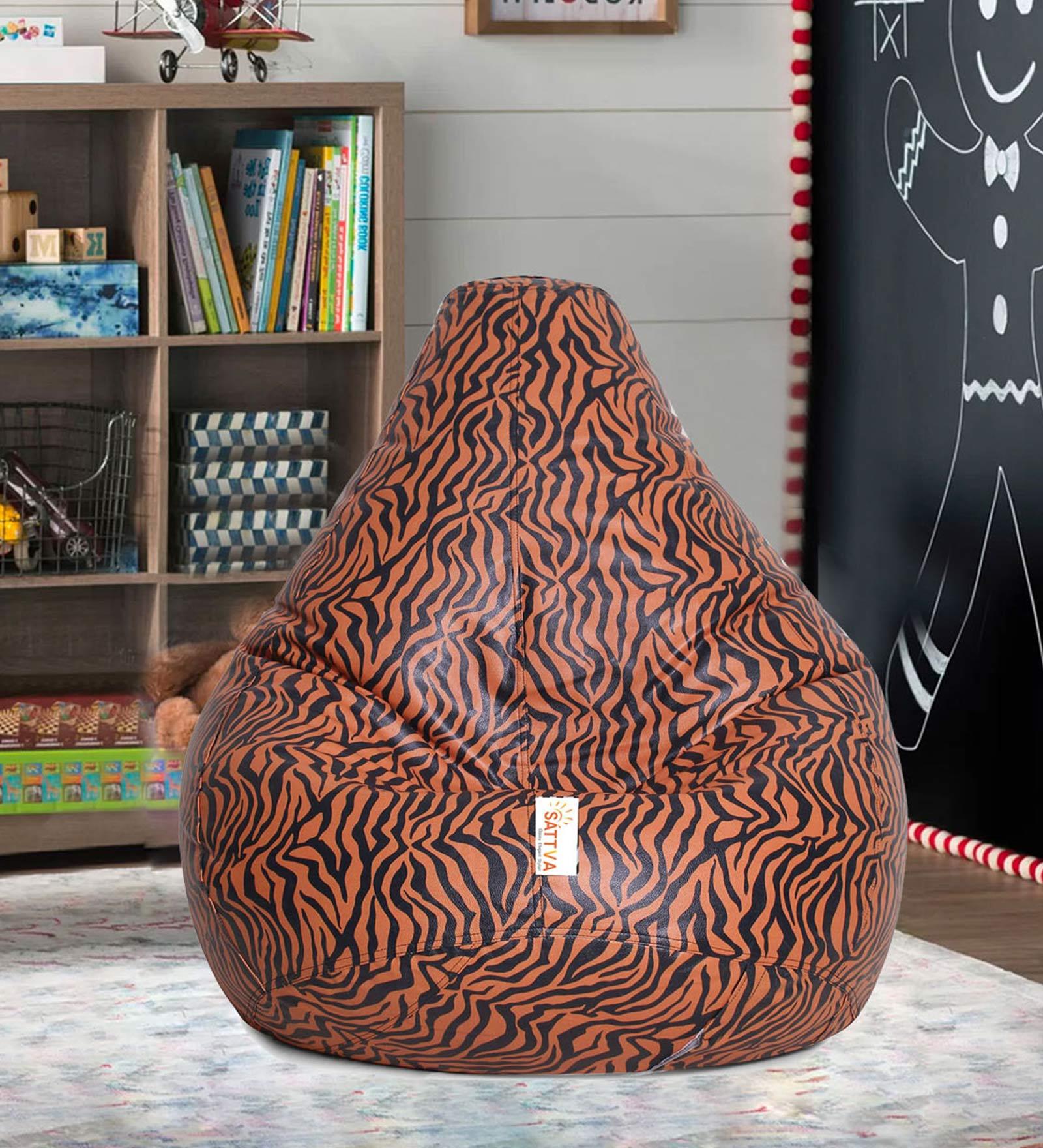 Classic Style Tiger Print XXL Bean Bag with Beans