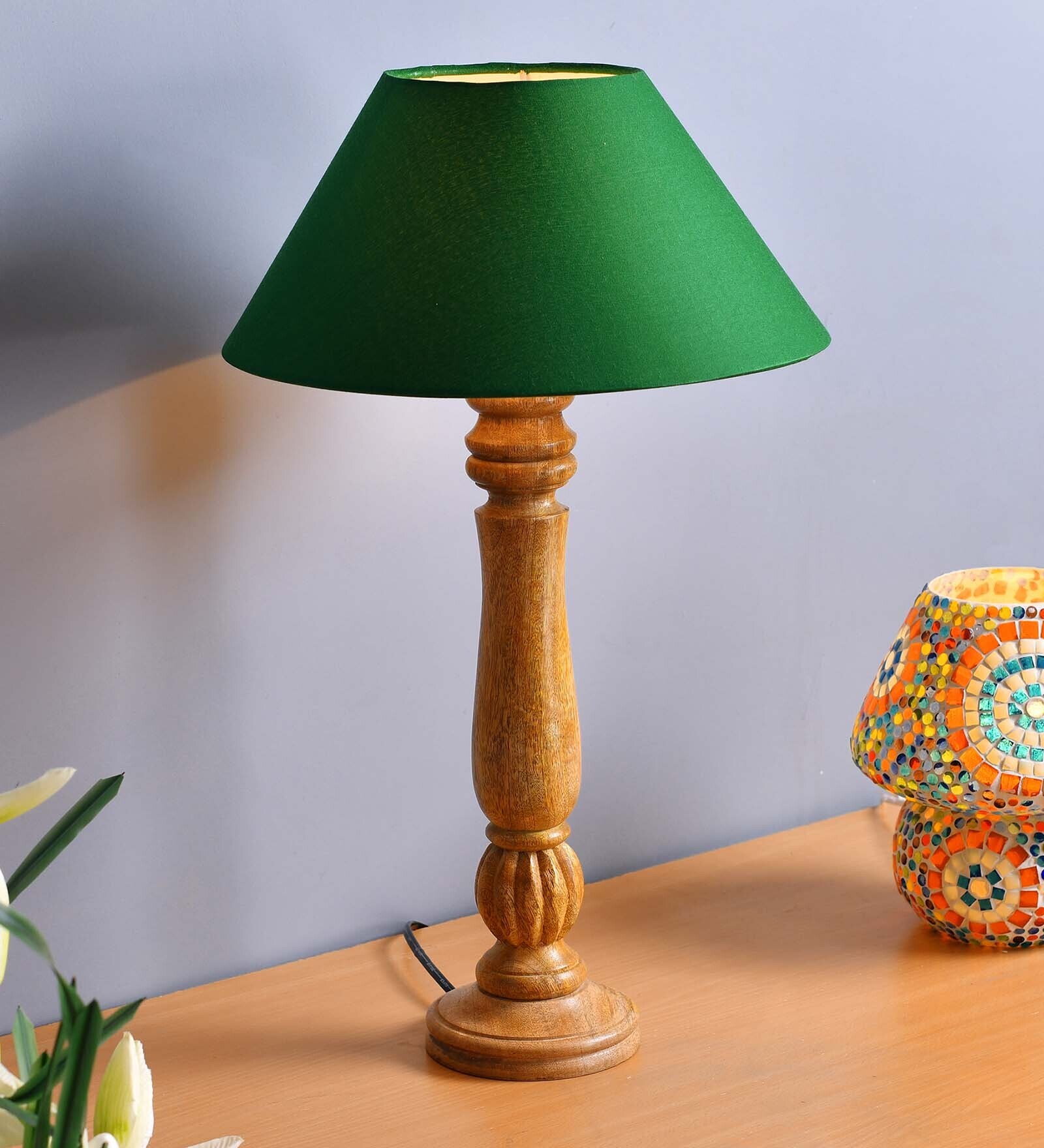 Buy Classic Victorian Natural Wood Table Lamp With White Cone Shade at 53 OFF by Homesake