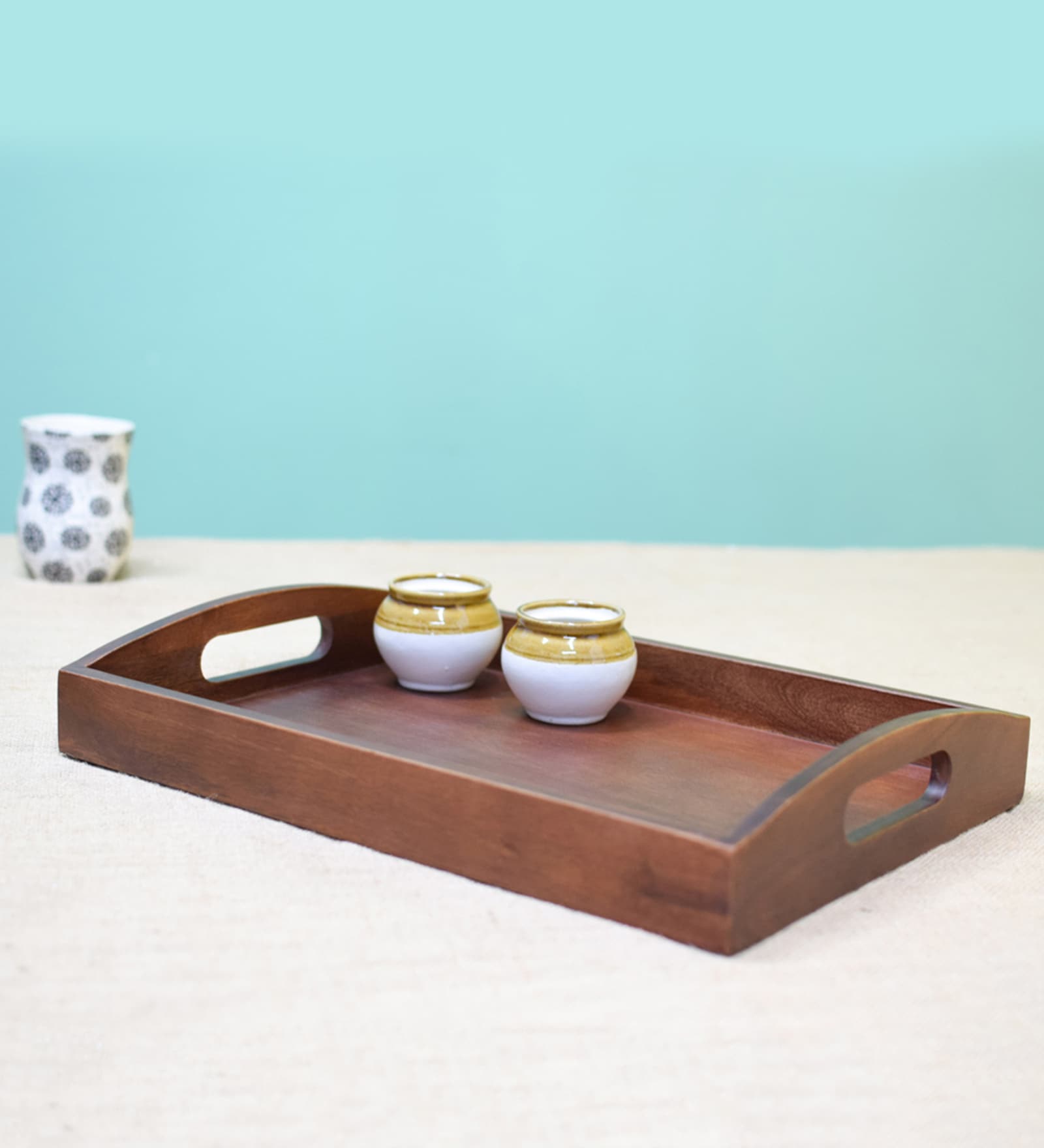 Classic Rectangle Brown Wood Serving Tray