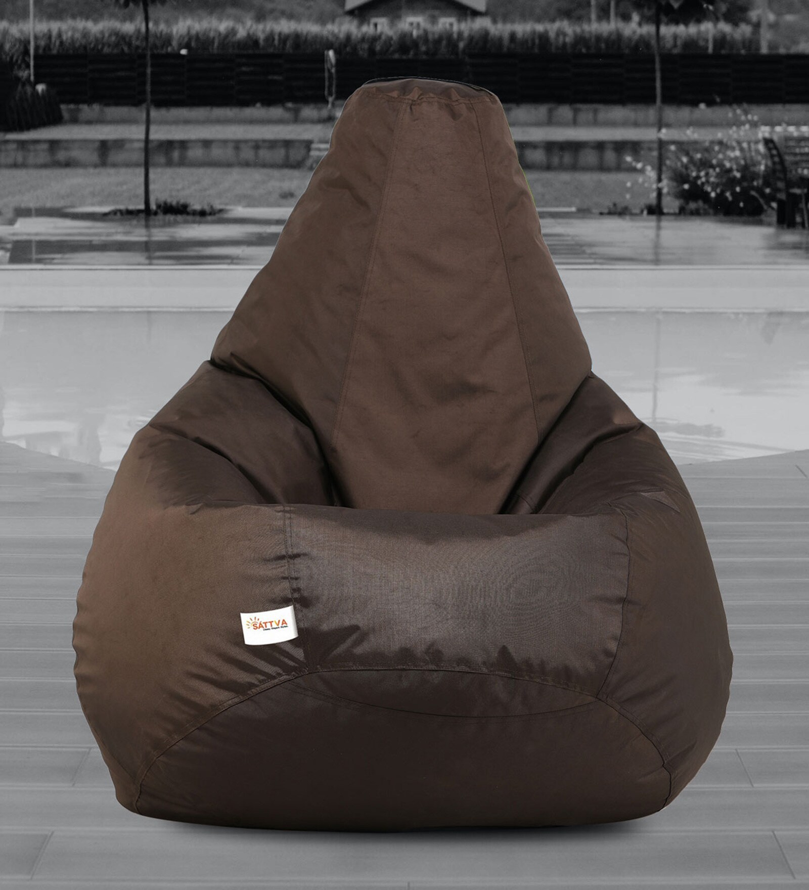 Classic XXL Fabric Bean Bag with Beans in Brown Colour