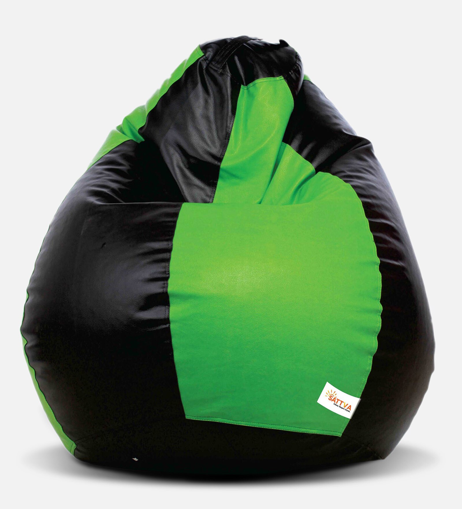 Classic XXL Bean Bag with Beans in Black & Neon Green Colour