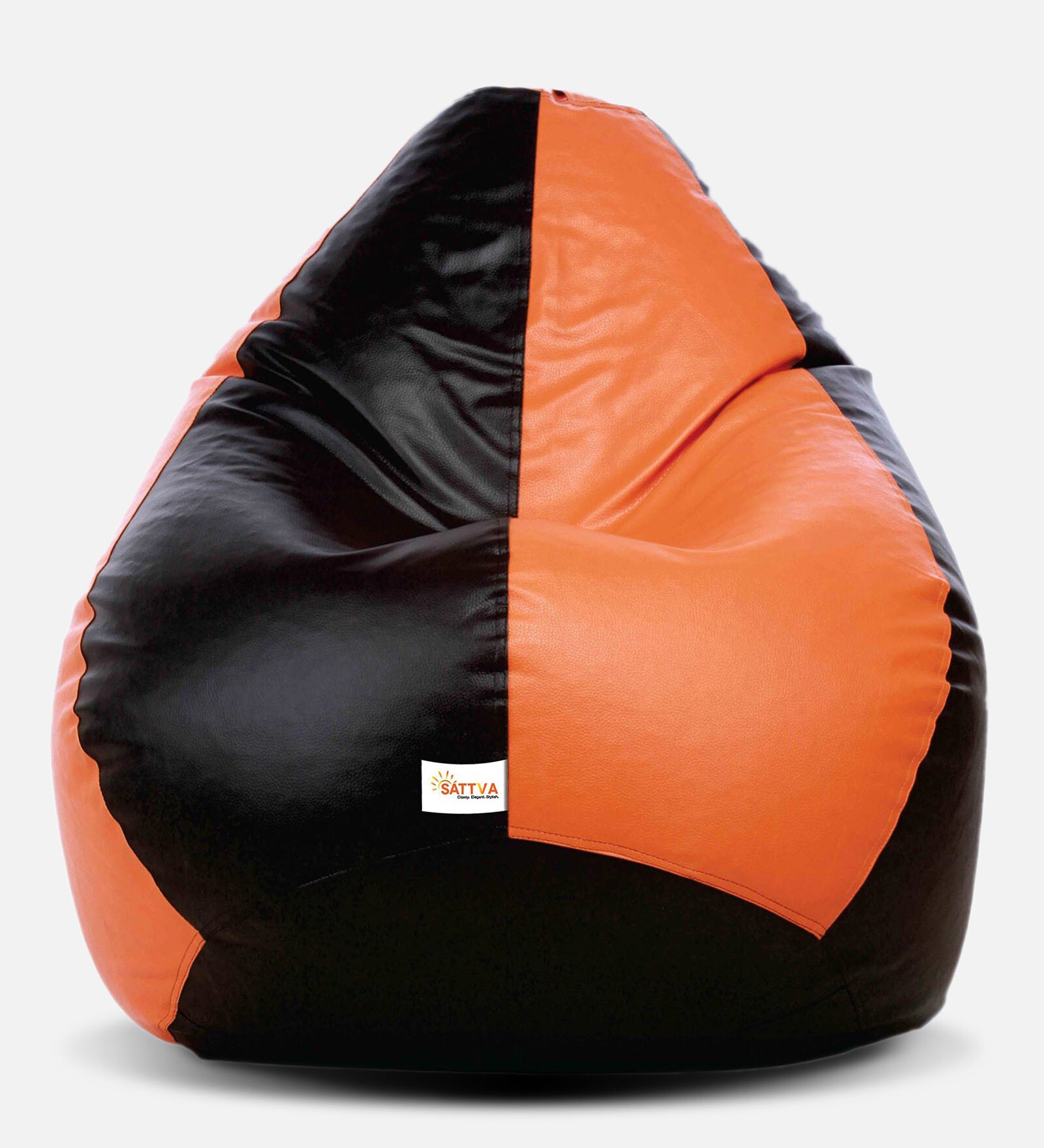 Classic XXL Bean Bag with Beans in Black & Orange Colour