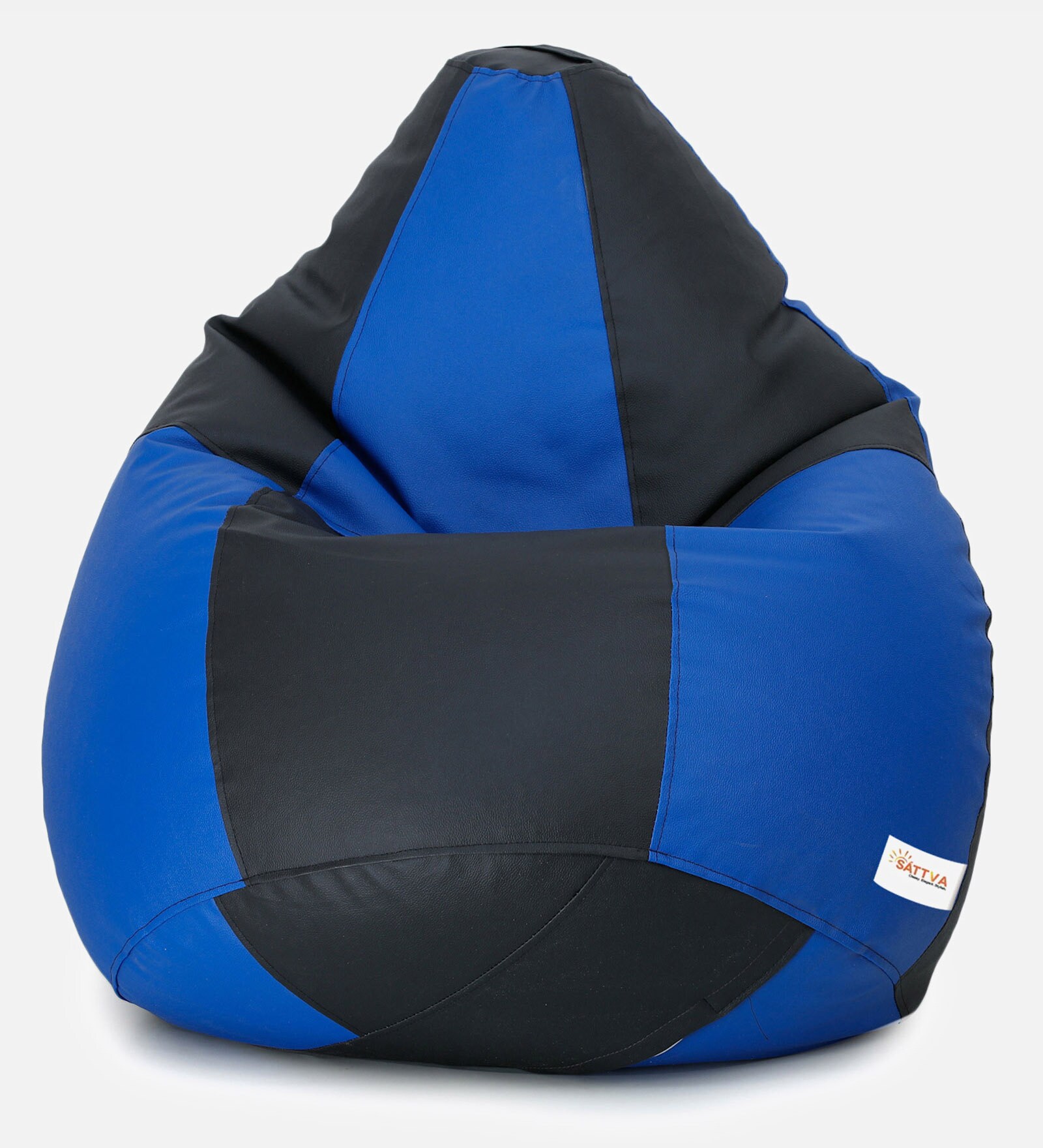 Classic XXL Checks Bean Bag with Beans in Black & Royal Blue Colour