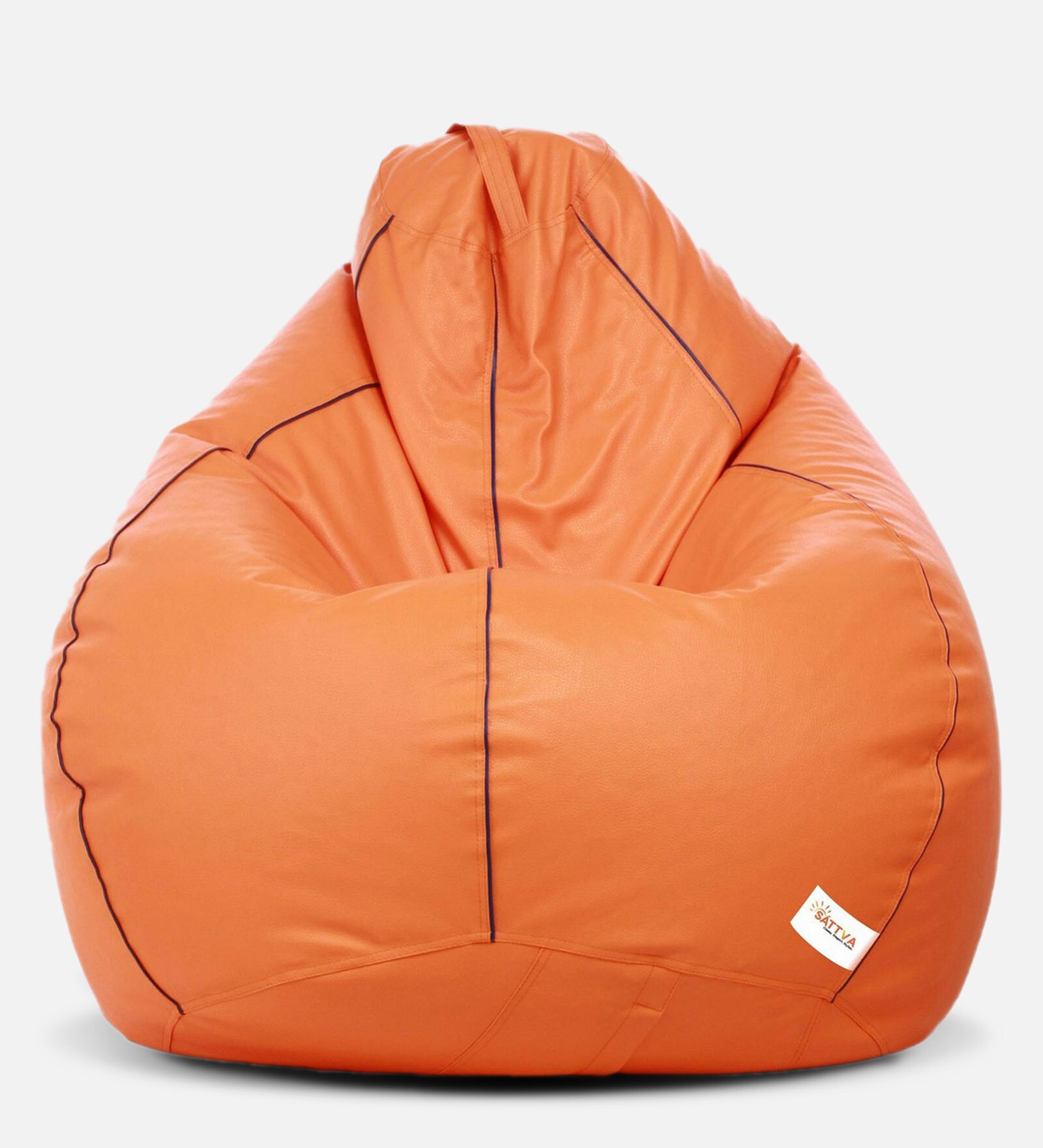 Buy Classic XXXL Bean Bag with Beans in Orange Colour with Navy Blue