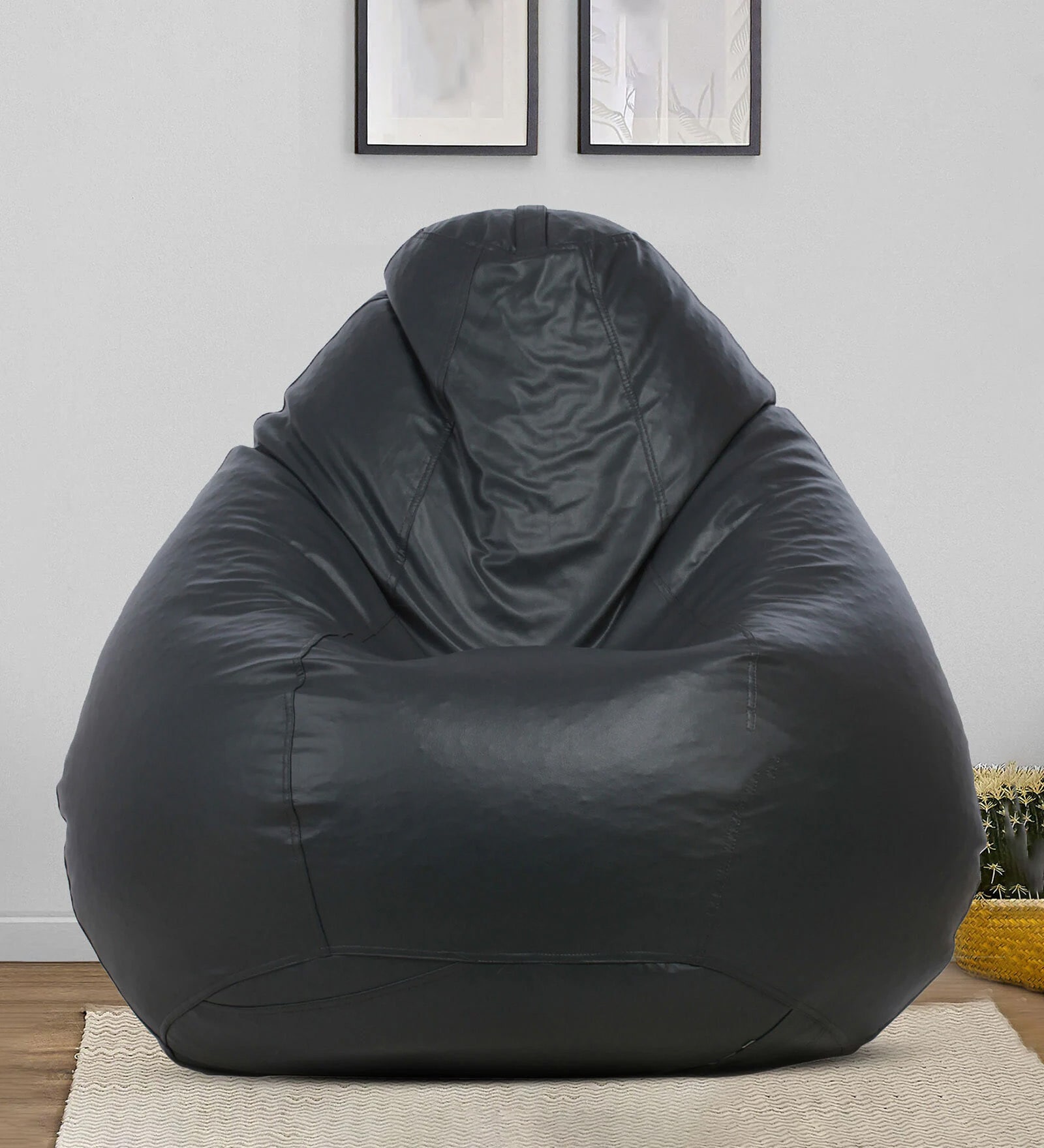 Classic XXXL Leatherette Bean Bag with Beans in Grey Colour