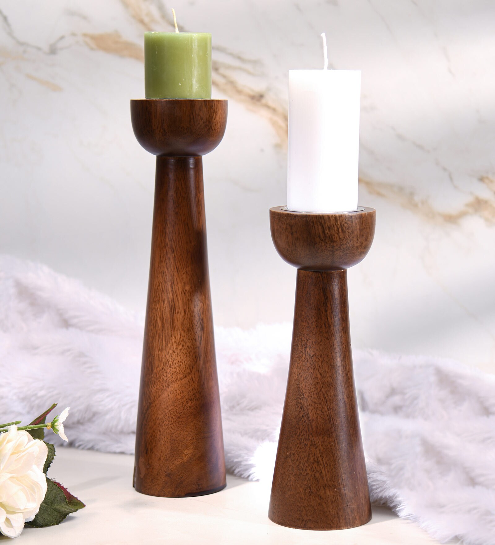Buy Classix Brown Mango Wood Candle holder by Sattva Crafts at 39 OFF