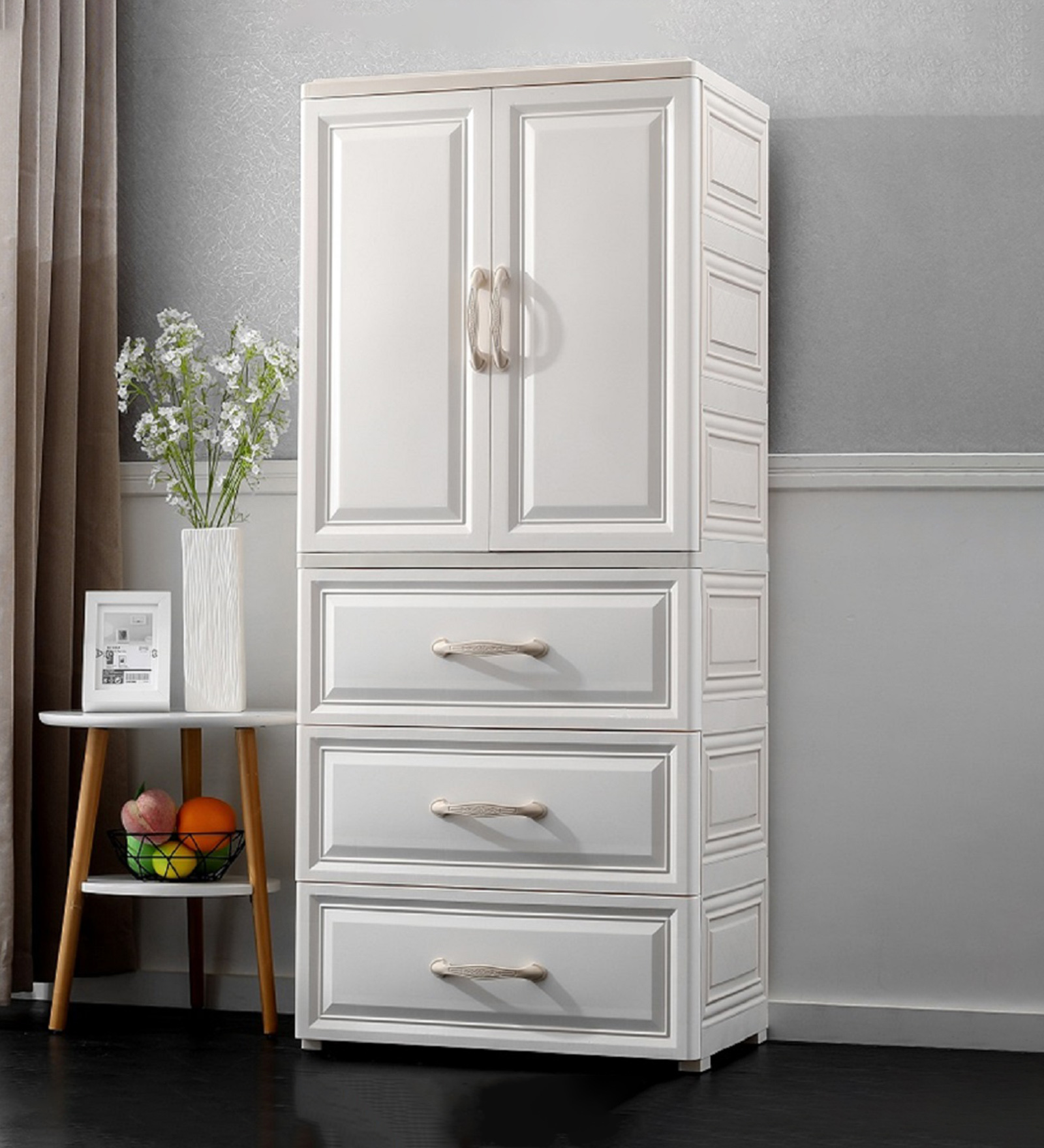 Classy Kids Almirah Shelf & 3 Drawers In White Colour