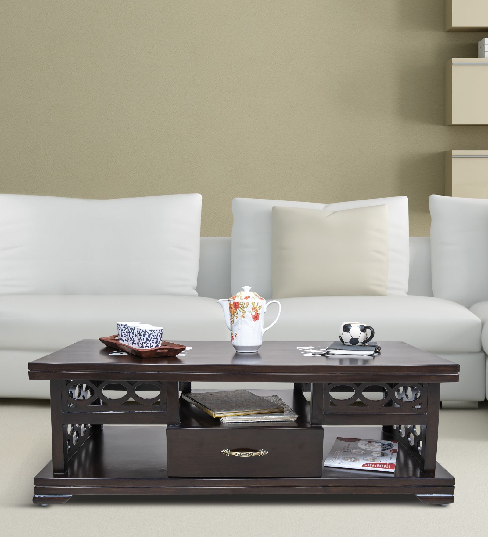 Buy Claudia Solid Wood Coffee Table Dark Walnut Finish at 22 OFF by