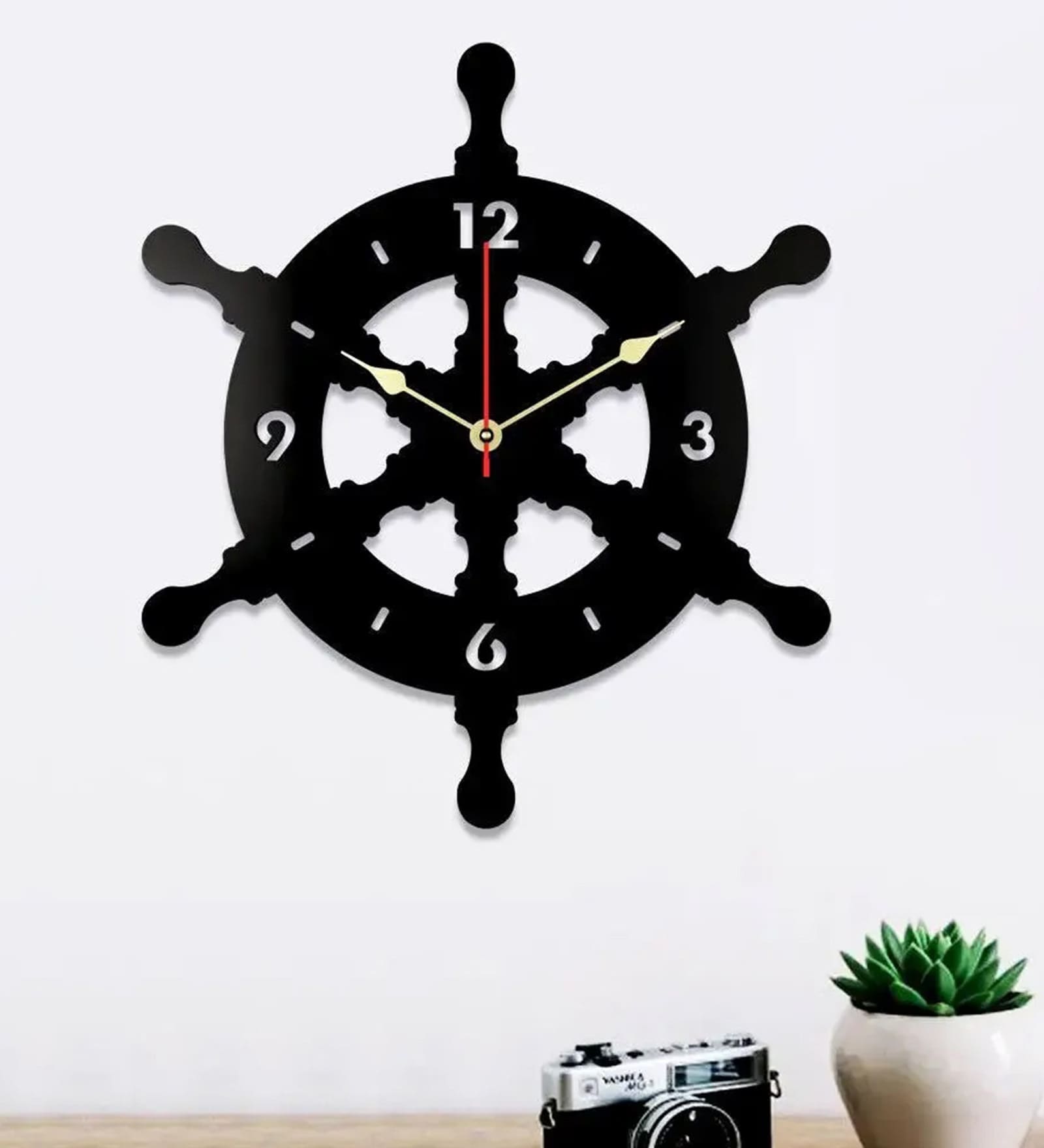 Claus Engineered Wood Black Wall Clock