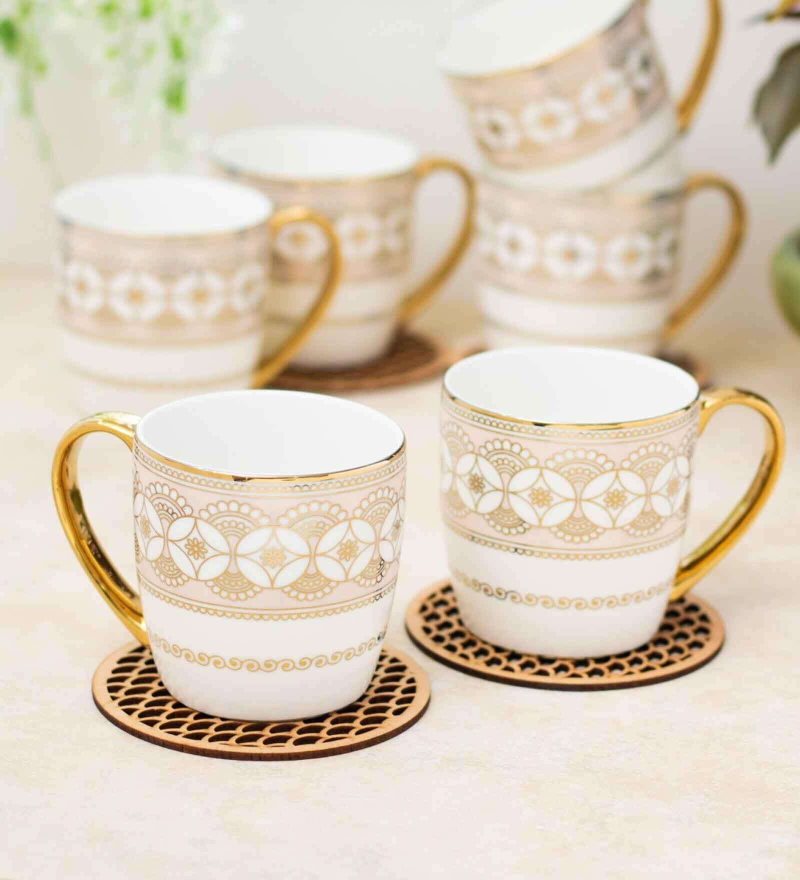 Clay Craft Fine Ceramic Alton Ebony Tea/Coffee Cup Set Of 6