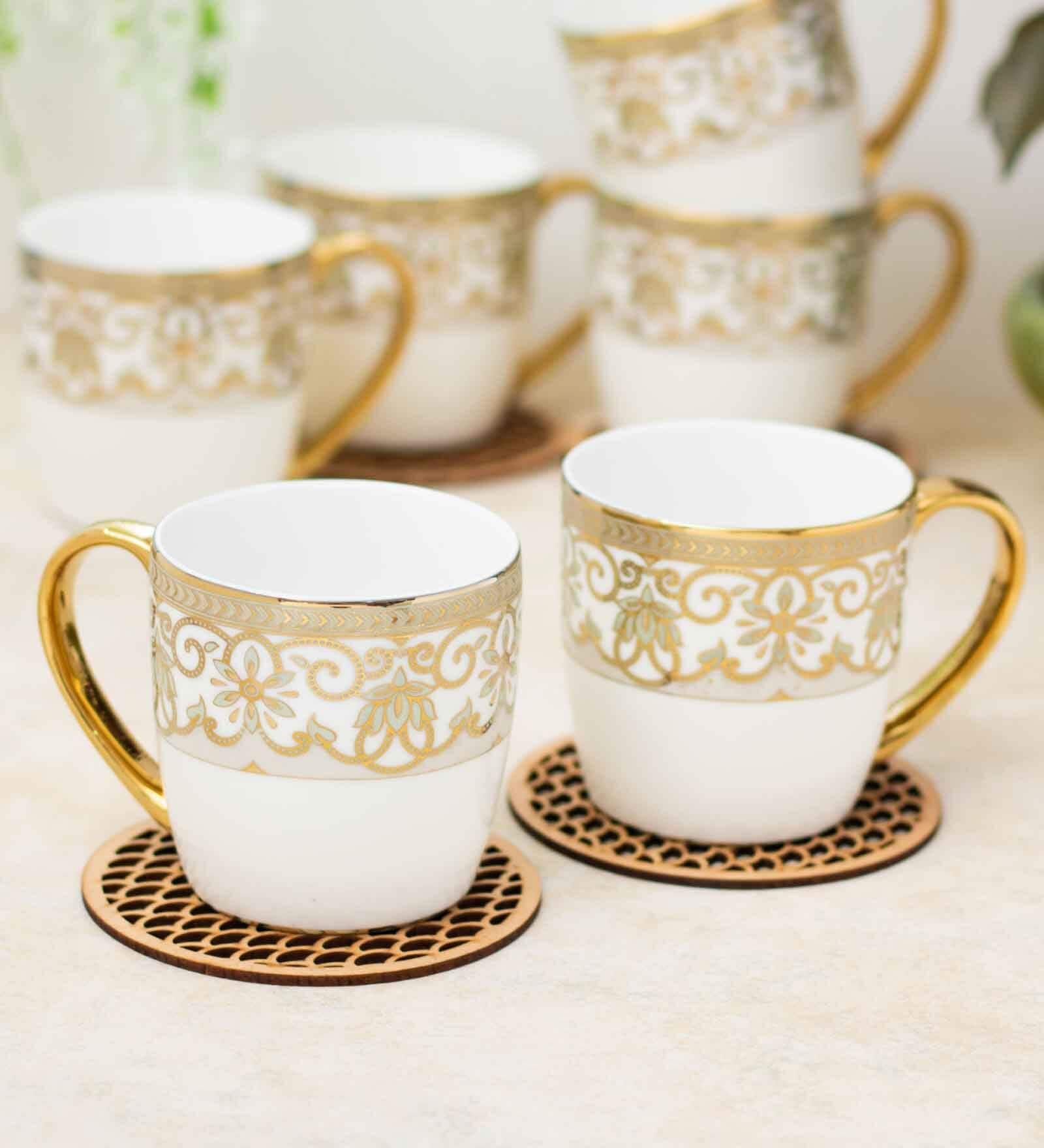 Clay Craft Fine Ceramic Alton Ebony Tea/Coffee Cup Set Of 6