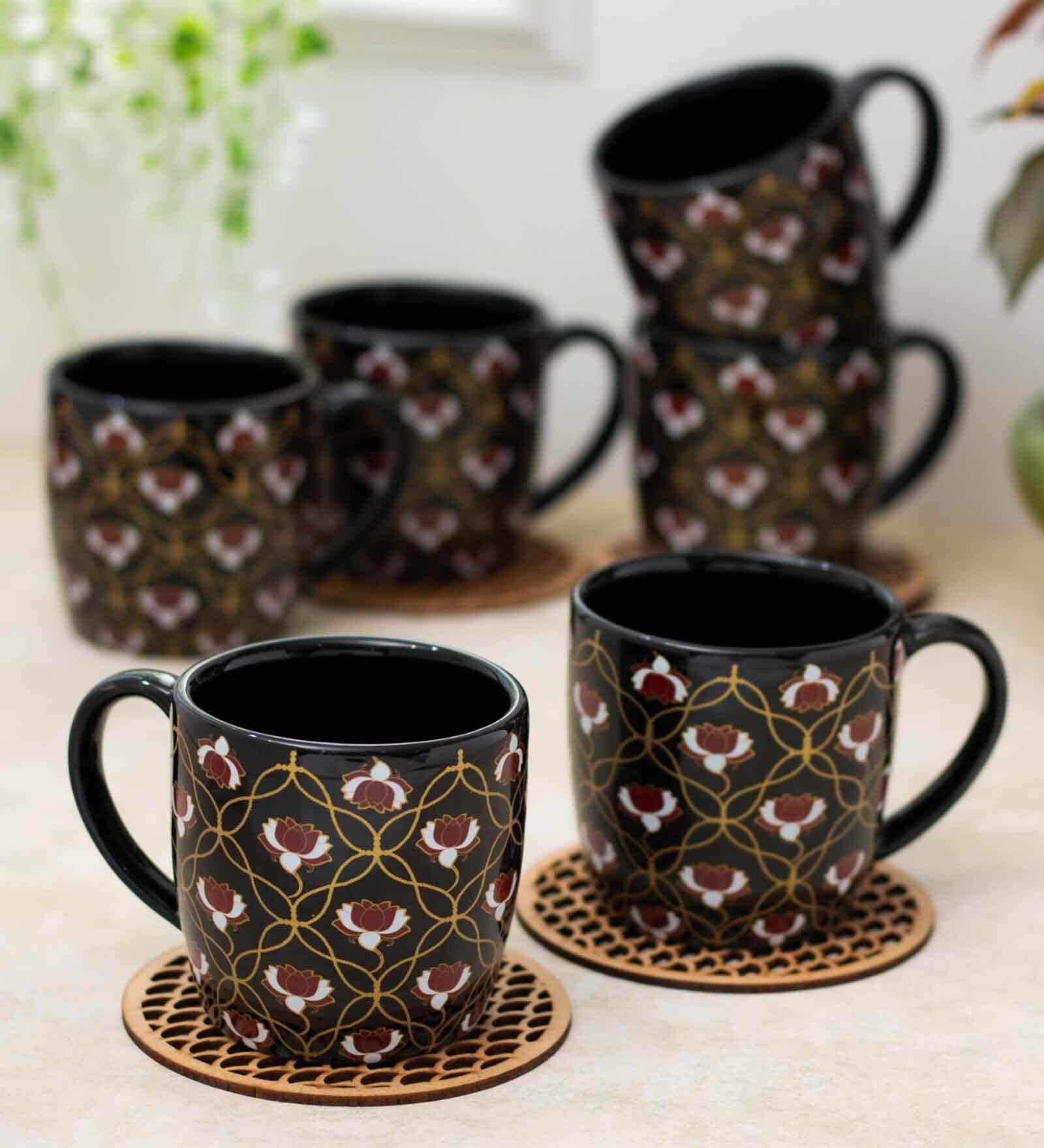 Clay Craft Fine Ceramic Alton Pebble Tea/Coffee Cup Set Of 6