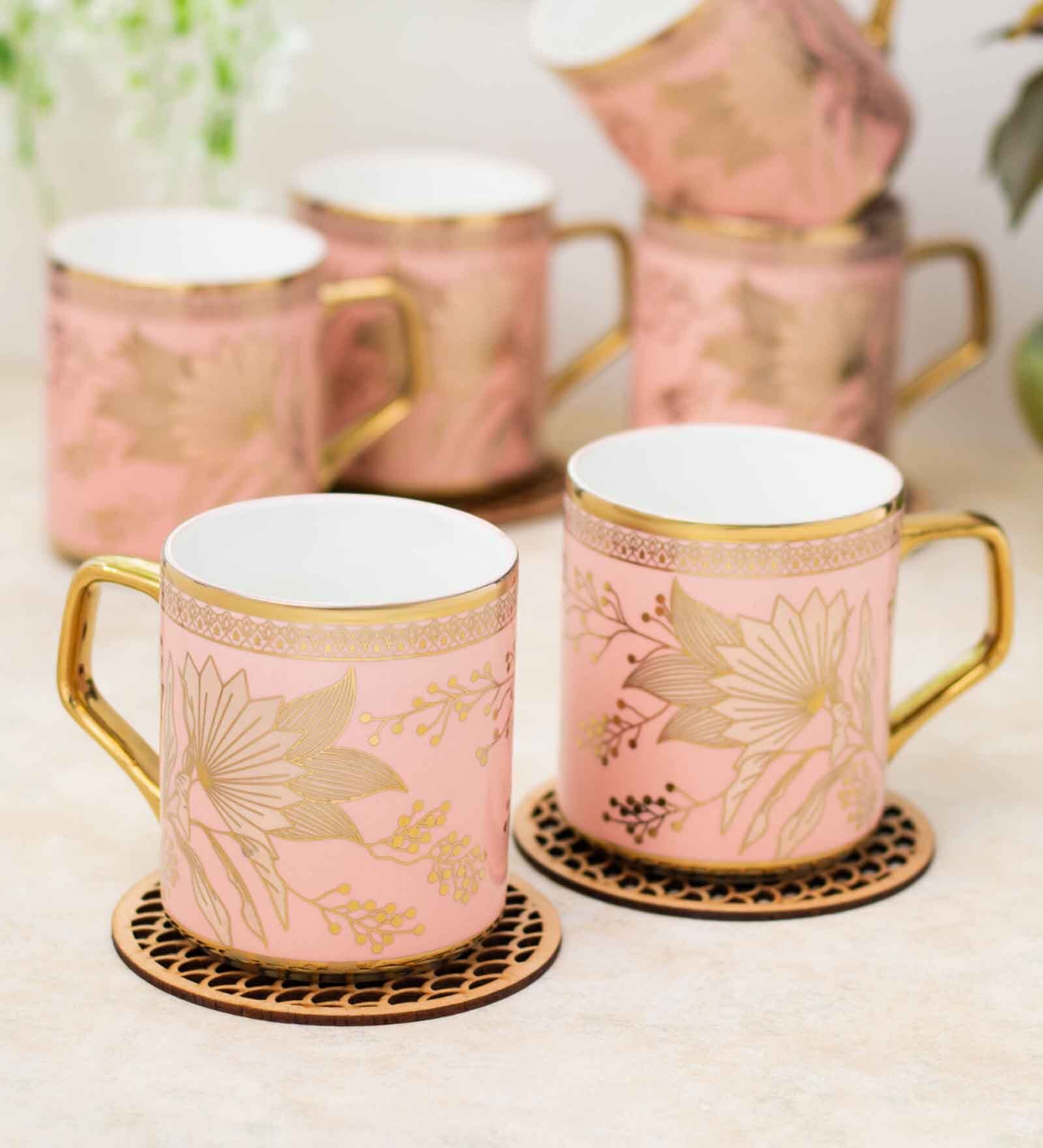 Clay Craft Fine Ceramic Avishka Ebony Tea/Coffee Cup Set Of 6