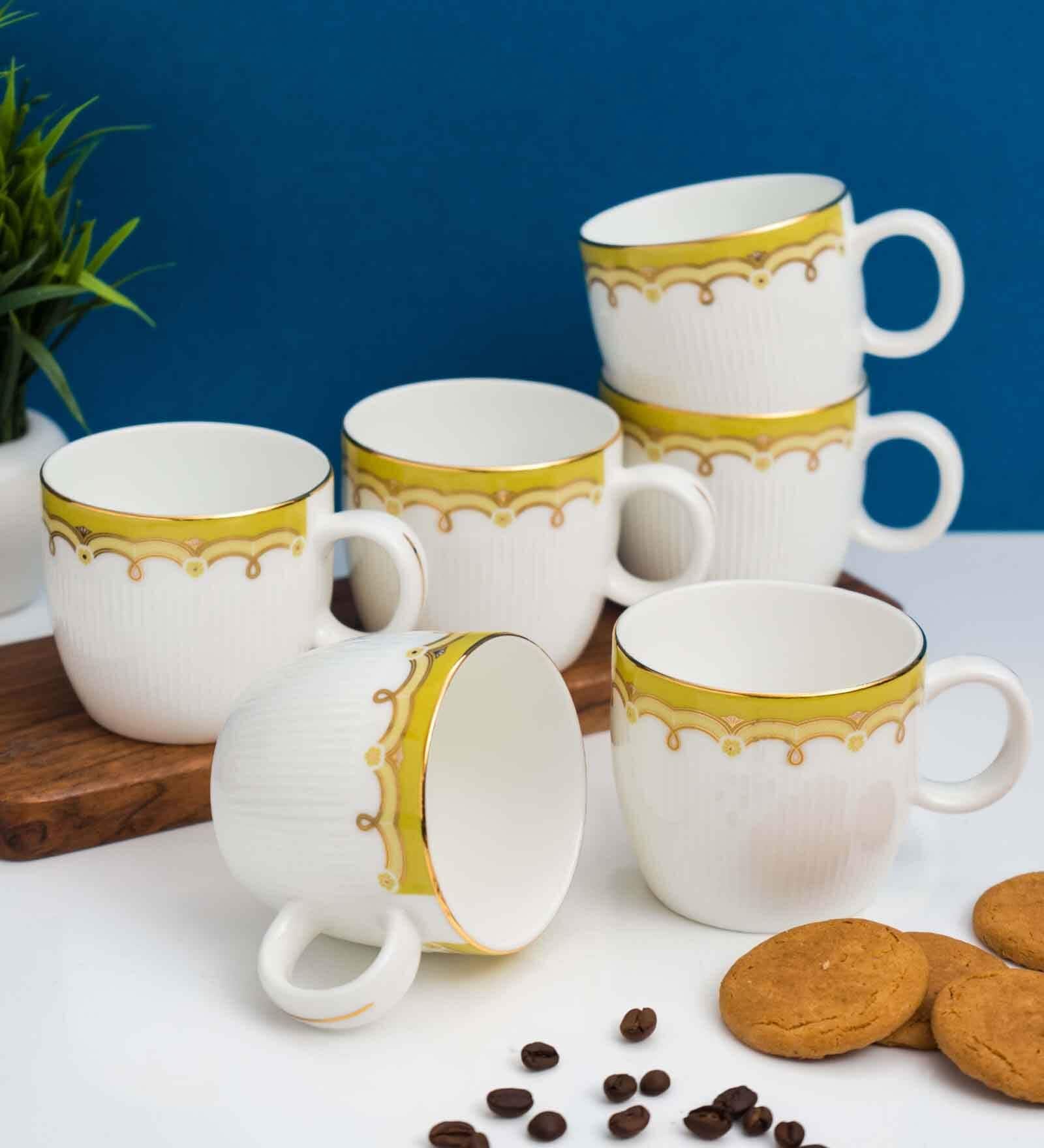 Clay Craft Fine Ceramic Barrel Impression Tea/Coffee Cup Set Of 6