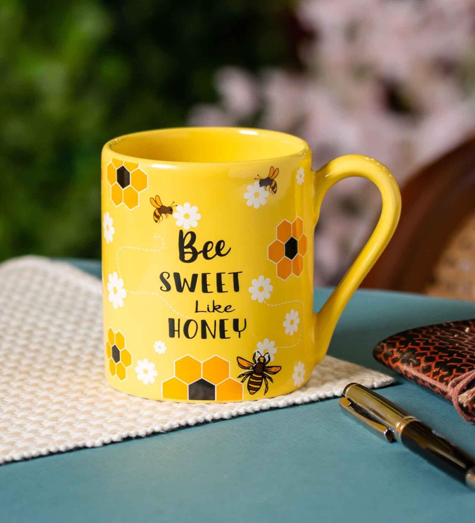 Clay Craft Fine Ceramic Be Sweet Like Honey Milk Mug 2 Piece -350 ml