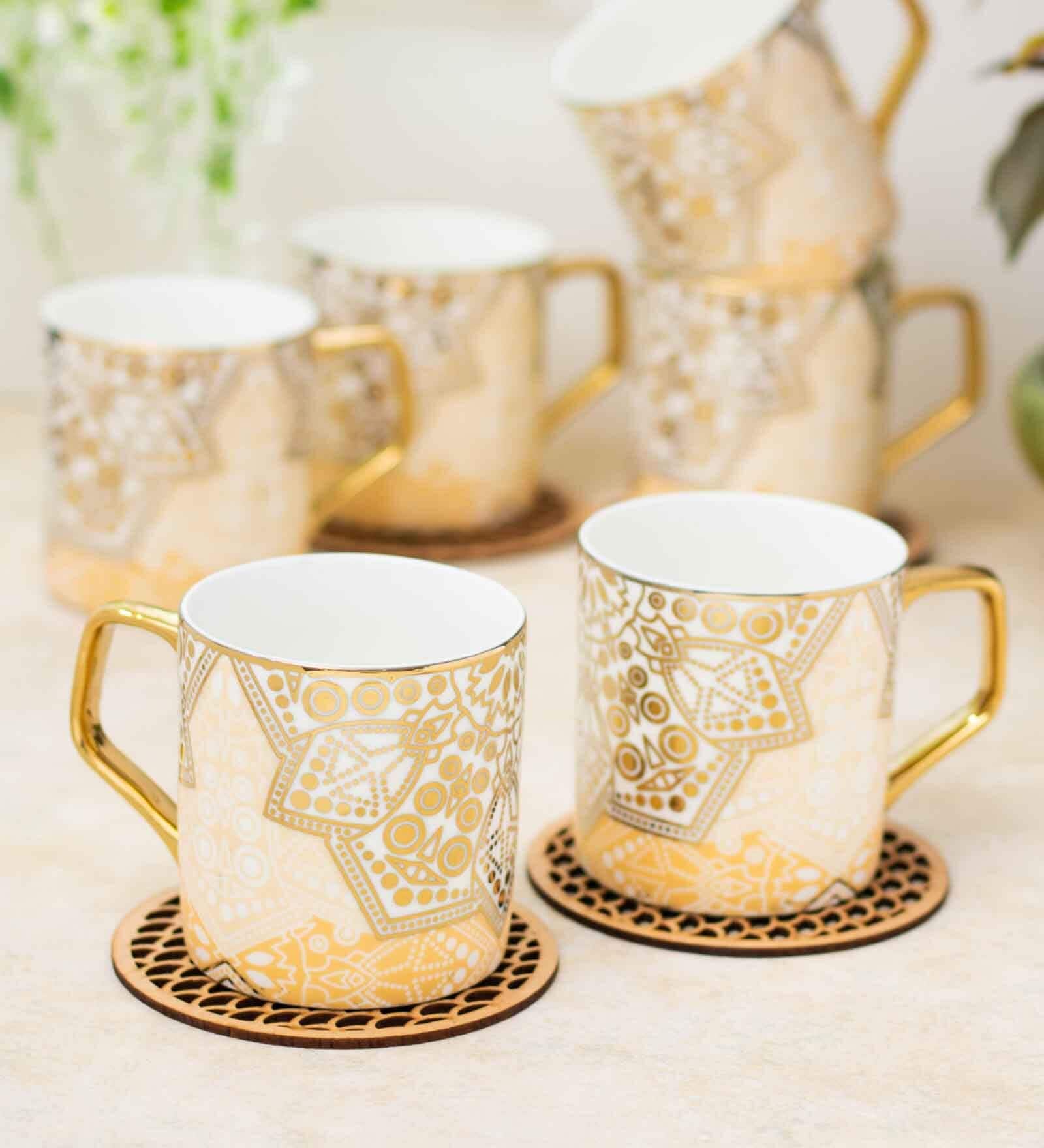 Clay Craft Fine Ceramic Director Ebony Tea/Coffee Cup Set Of 6