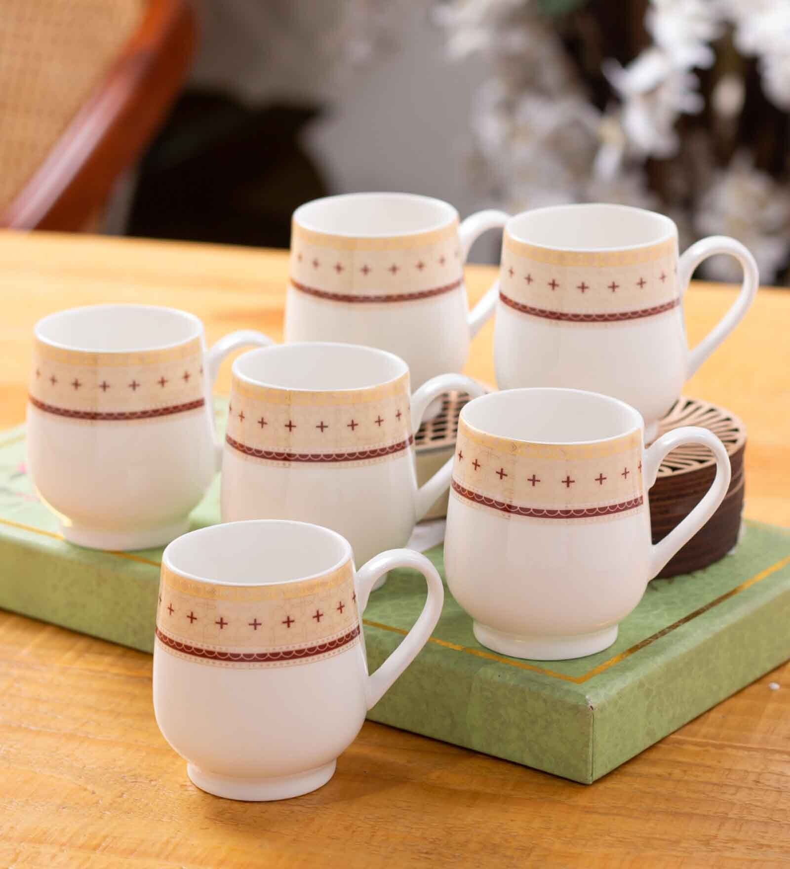 Clay Craft Fine Ceramic Ira Super Tea/Coffee Cup Set Of 6