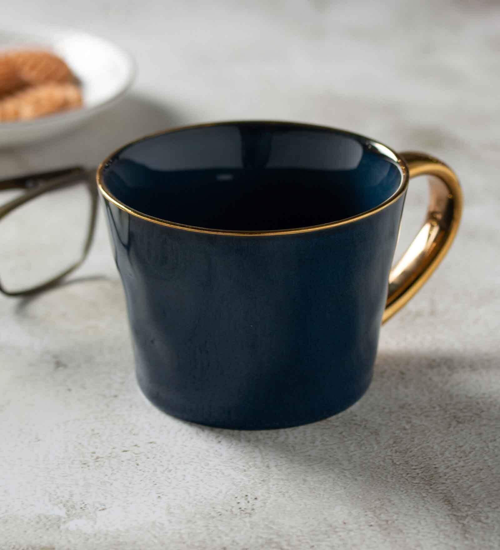 Clay Craft Fine Ceramic Jasper EM Blue Milk Mug 2 Piece -320 ml