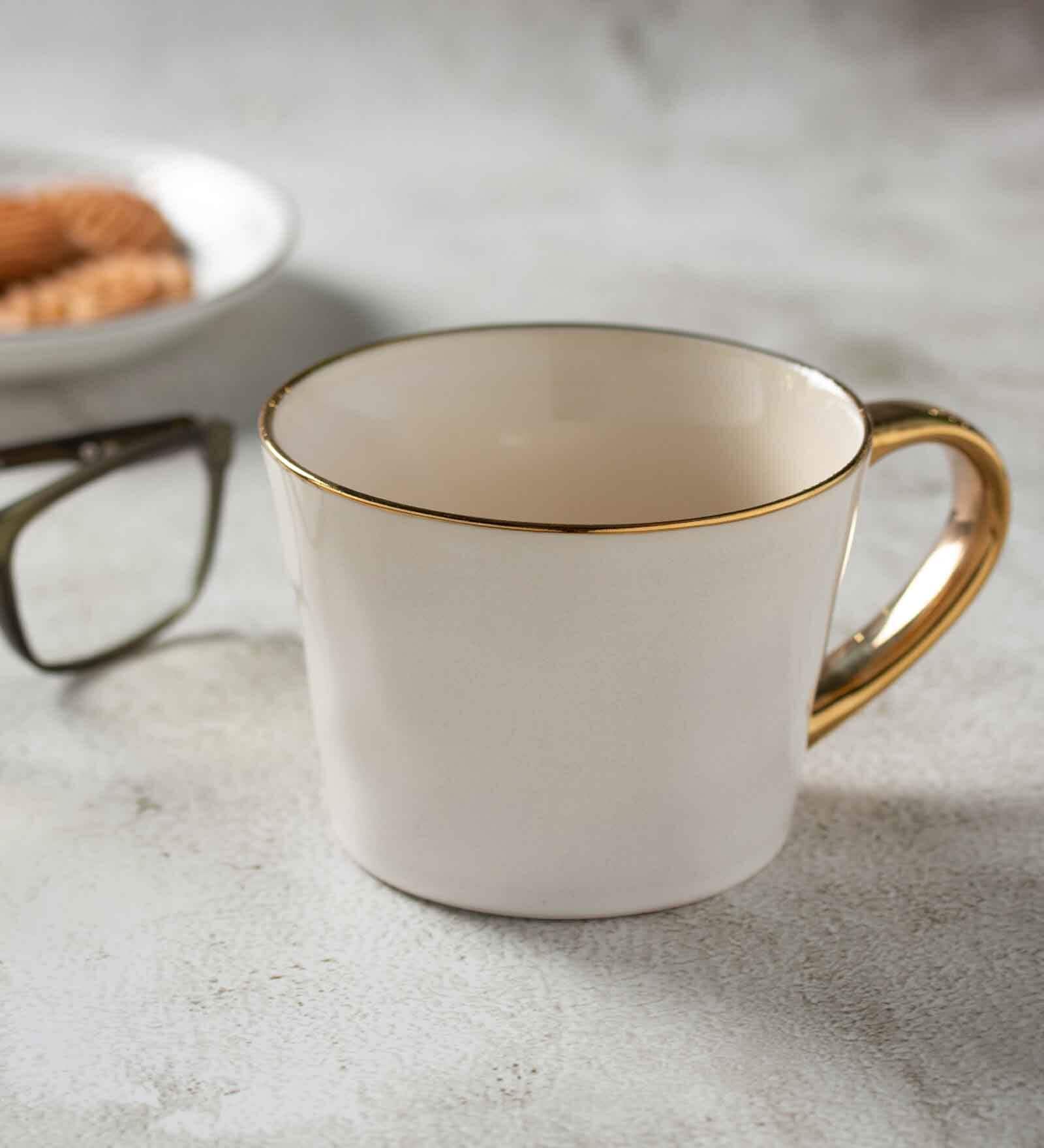 Clay Craft Fine Ceramic Jasper EM Ivory Milk Mug 2 Piece -320 ml
