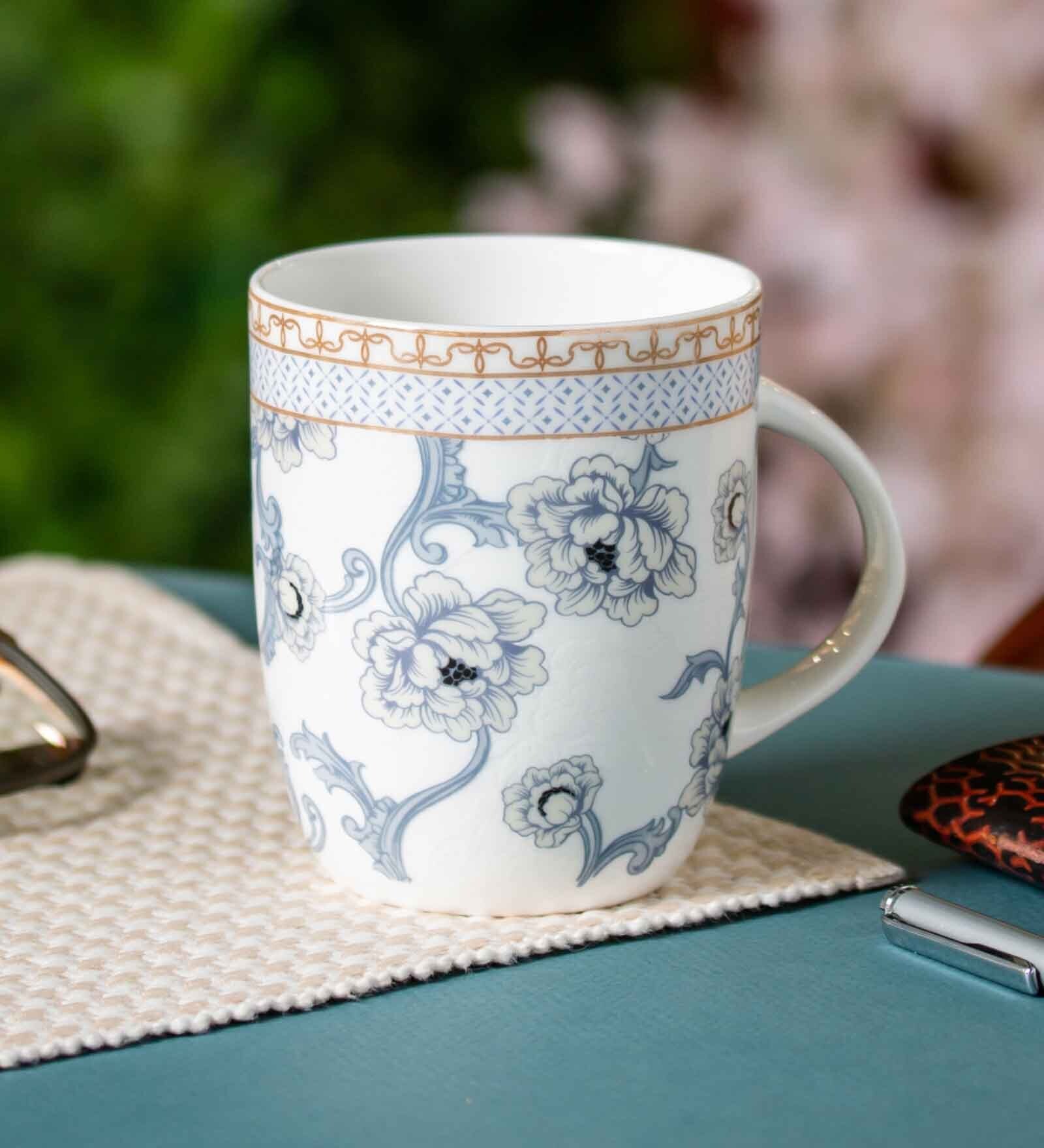 Clay Craft Fine Ceramic Orchid Milk Mug 2 Piece (355) -370 ml