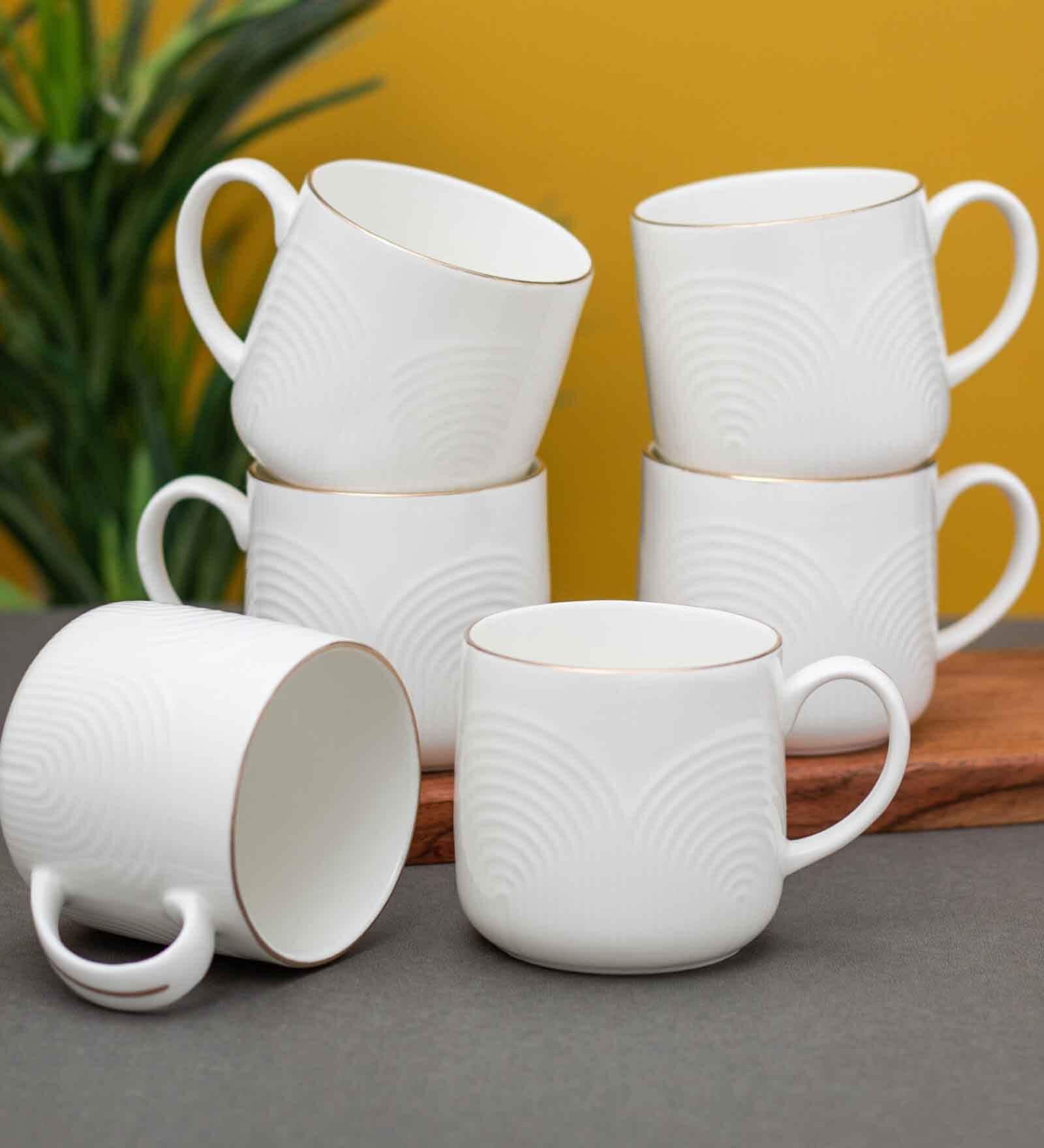 Clay Craft Fine Ceramic Palm Impression Tea/Coffee Cup Set Of 6