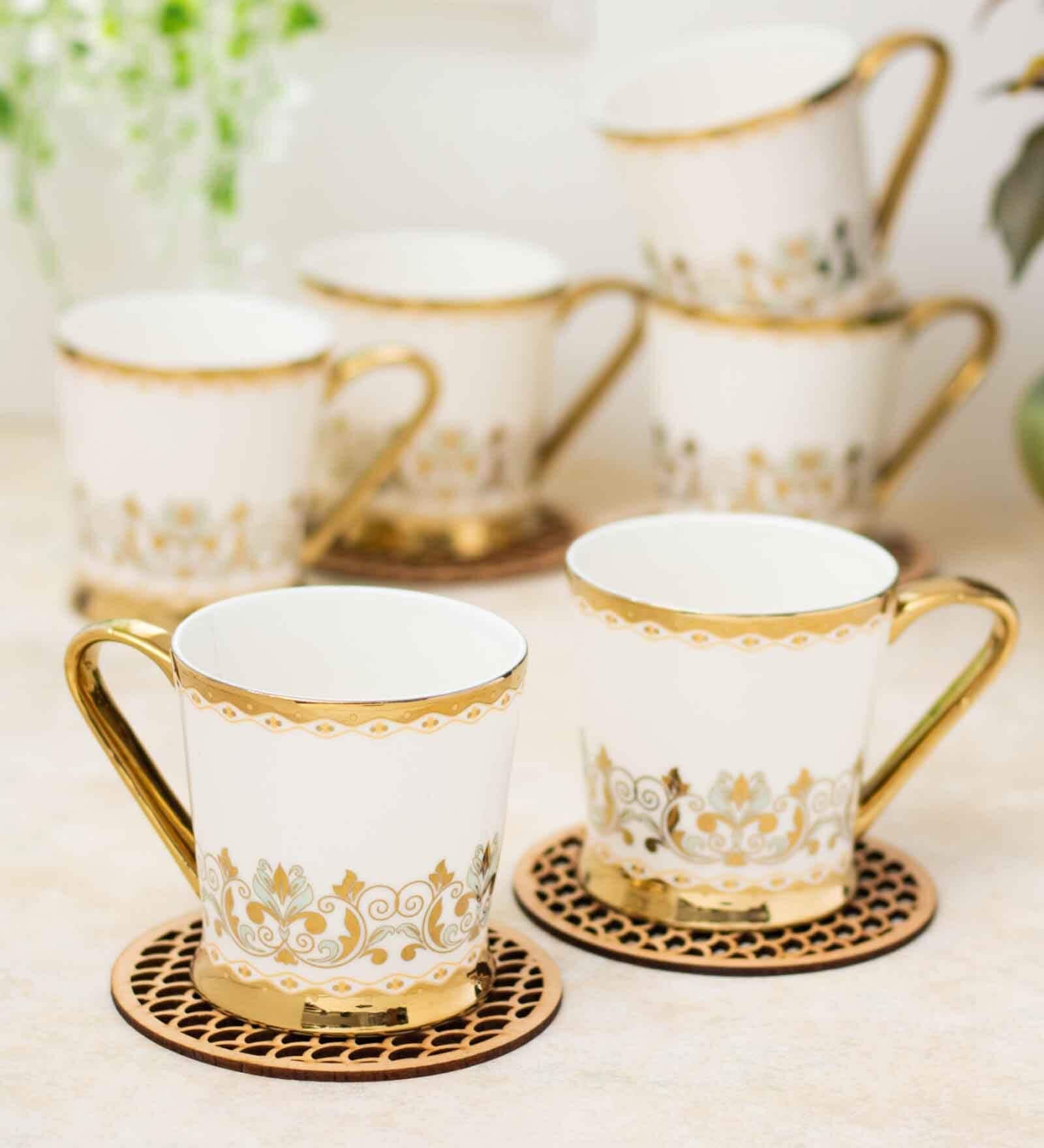 Clay Craft Fine Ceramic Peter Ebony Tea/Coffee Cup Set Of 6