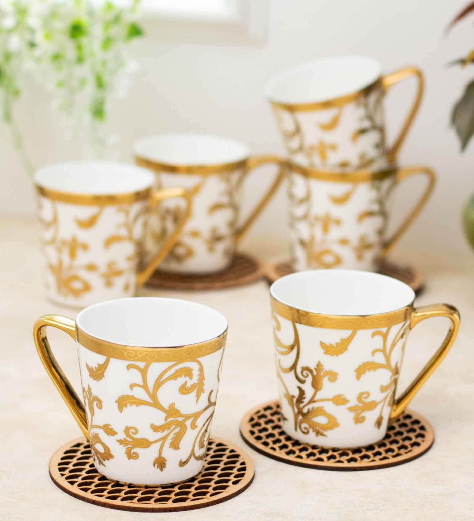 Clay Craft Fine Ceramic Rock Ebony Tea/Coffee Cup Set Of 6