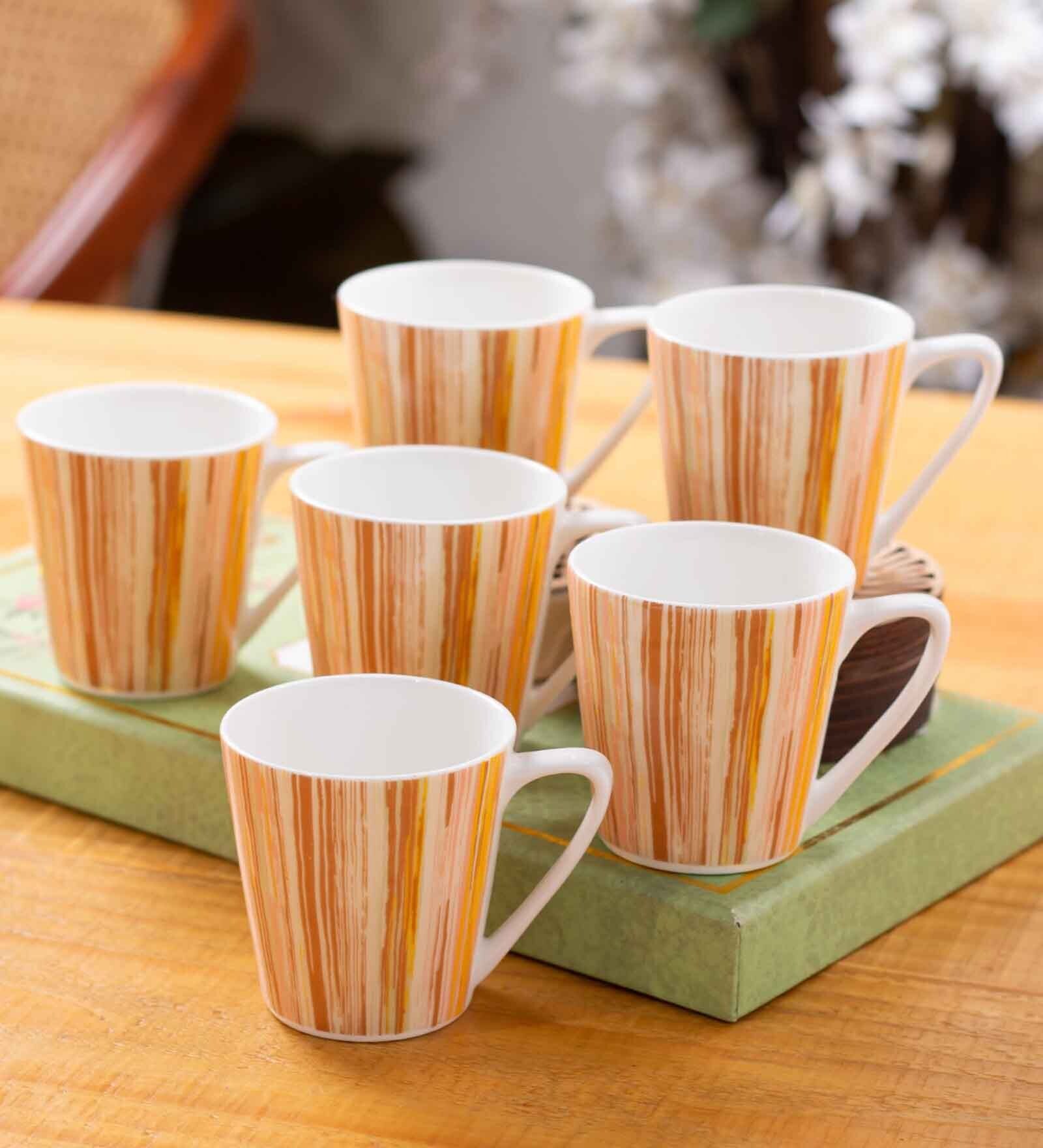 Clay Craft Fine Ceramic Rock Hilton Tea/Coffee Cup Set Of 6