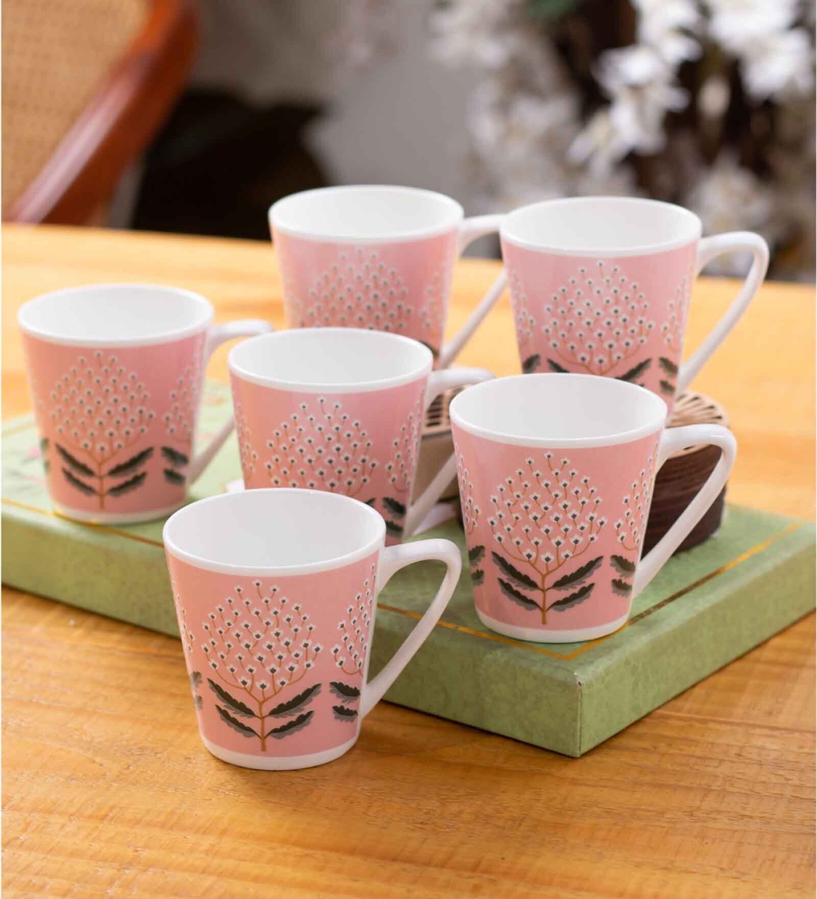 Clay Craft Fine Ceramic Rock Hilton Tea/Coffee Cup Set Of 6