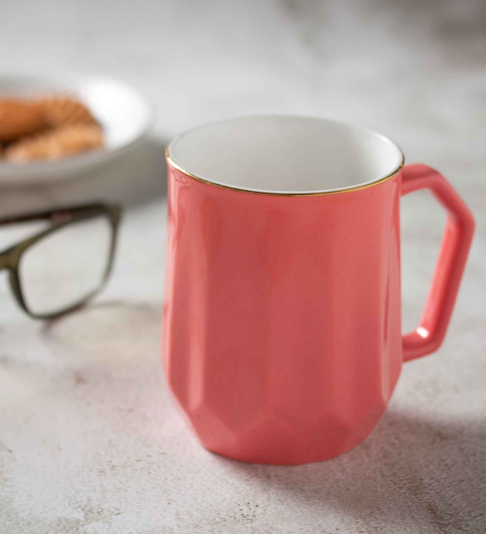 Clay Craft Fine Ceramic Soho Pink Milk Mug 2 Piece -390 ml