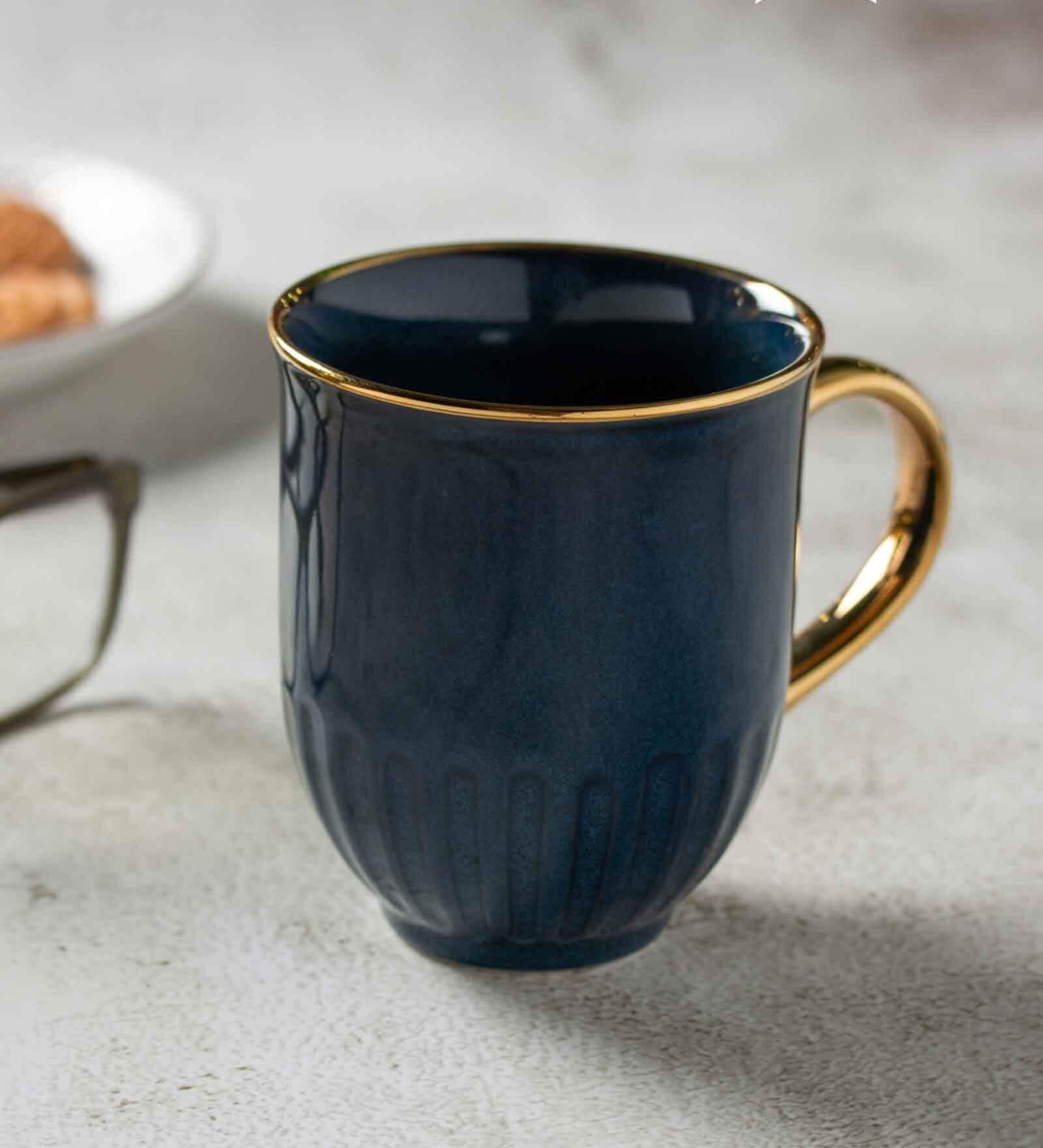 Clay Craft Fine Ceramic Topaz Em Blue Milk Mug 2 Piece -280 ml