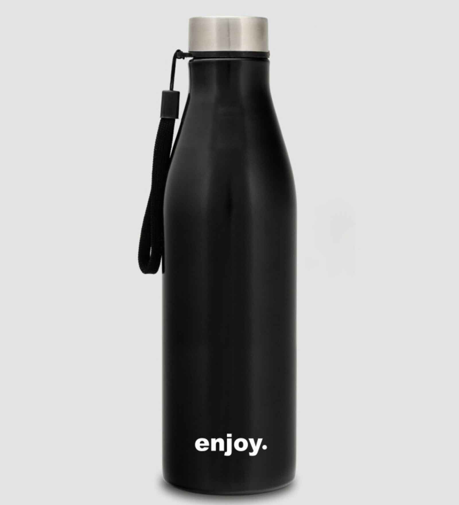 Clay Craft Vacbott Bingo SS Lid Single Walled Non Insulated Water Bottle, 1200 ml (Black) Steel Water Bottles for School, Office, Home, Gym, Water Bottle for Men Leakproof, Rust free Steel Bottle