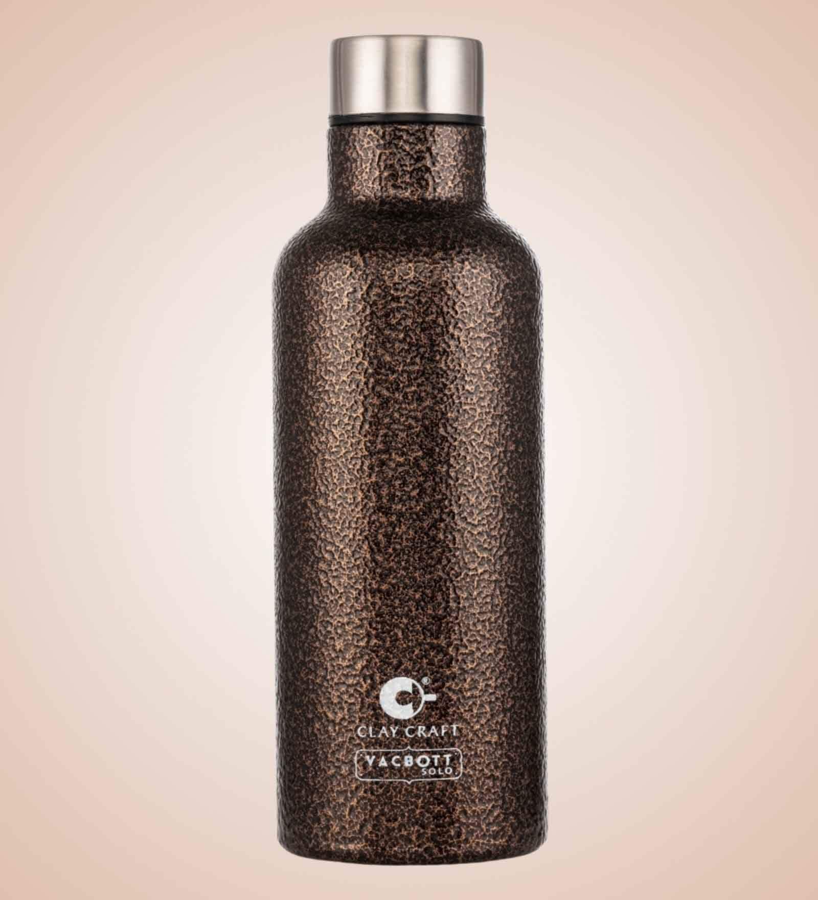 Clay Craft Vacbott Melissa SS Lid Single Walled Non Insulated Water Bottle, 1100 ml (Antq Gold) Steel Water Bottles for School, Office, Home, Gym, Water Bottle for Men Leakproof, Rust free Steel Bottle