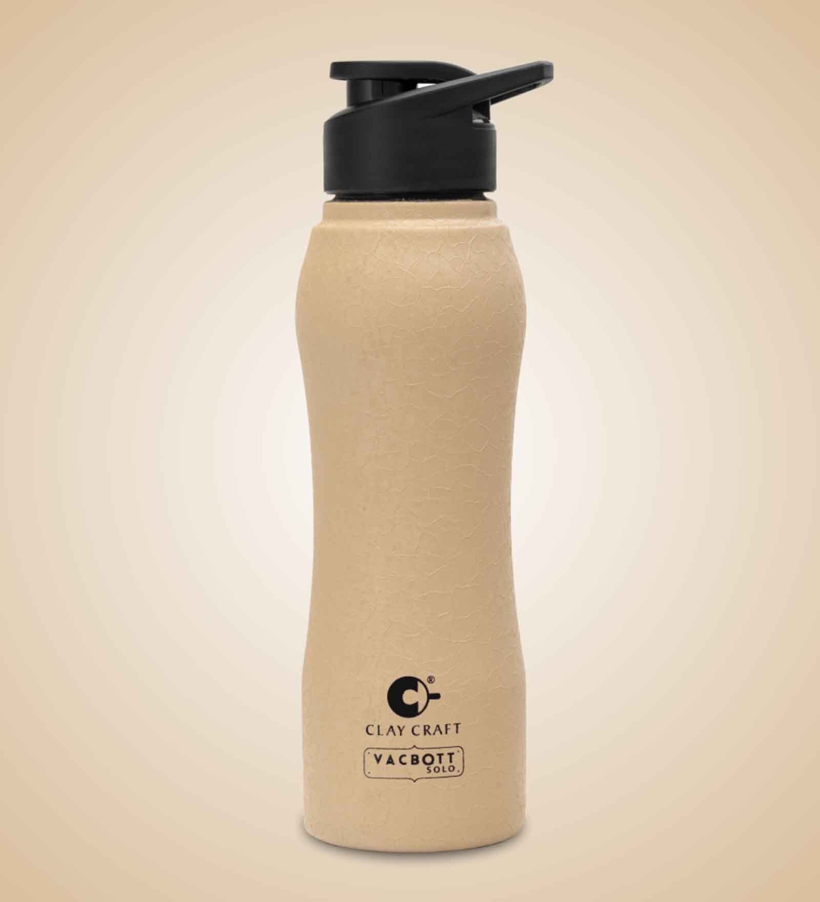 Clay Craft Vacbott Neo SS Lid Single Walled Non Insulated Water Bottle, 1000 ml (Beige) Steel Water Bottles for School, Office, Home, Gym, Water Bottle for Men Leakproof, Rust free Steel Bottle