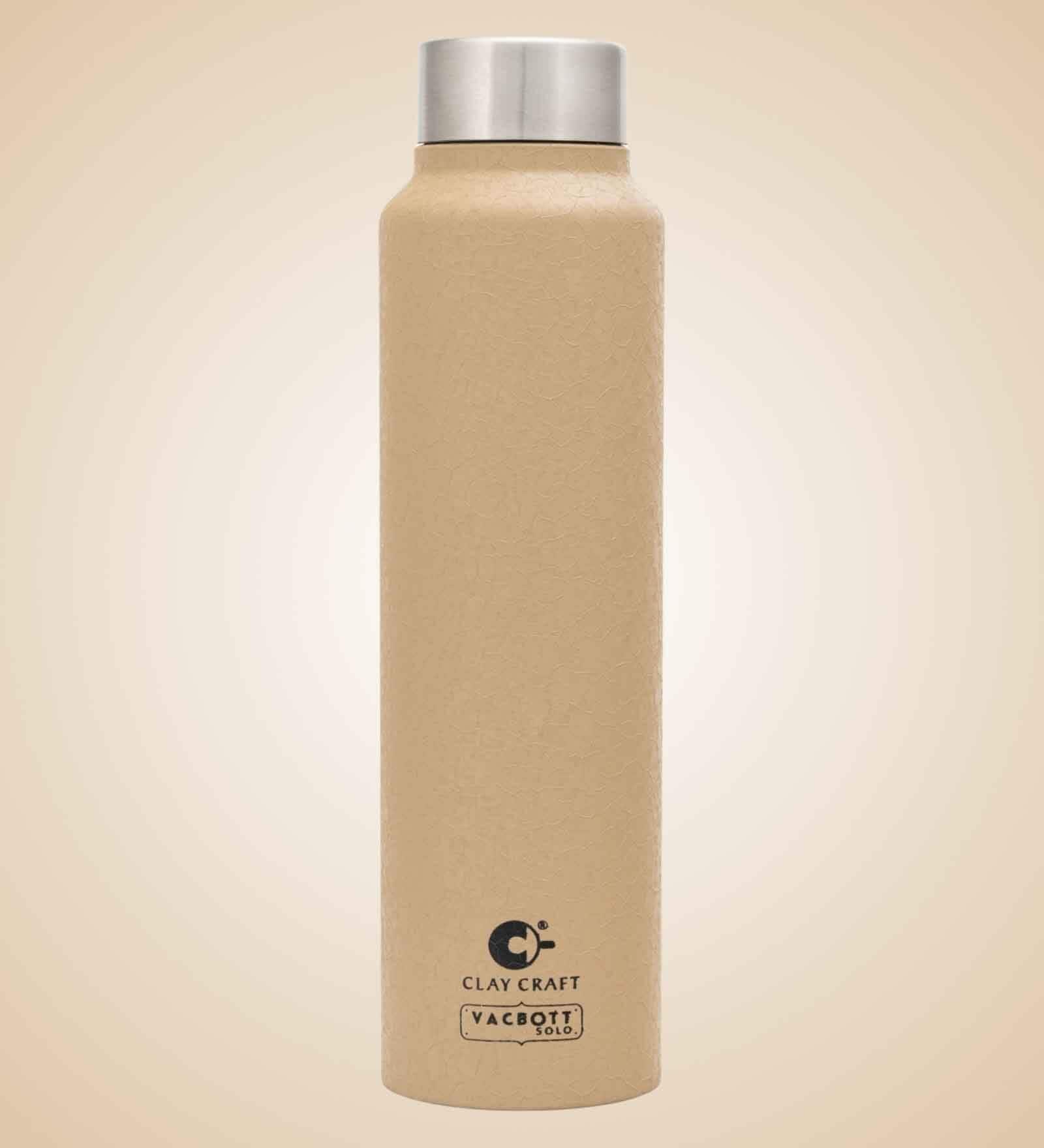 Clay Craft Vacbott Tetra SS Lid Single Walled Non Insulated Water Bottle, 1000 ml (Beige) Steel Water Bottles for School, Office, Home, Gym, Water Bottle for Men Leakproof, Rust free Steel Bottle