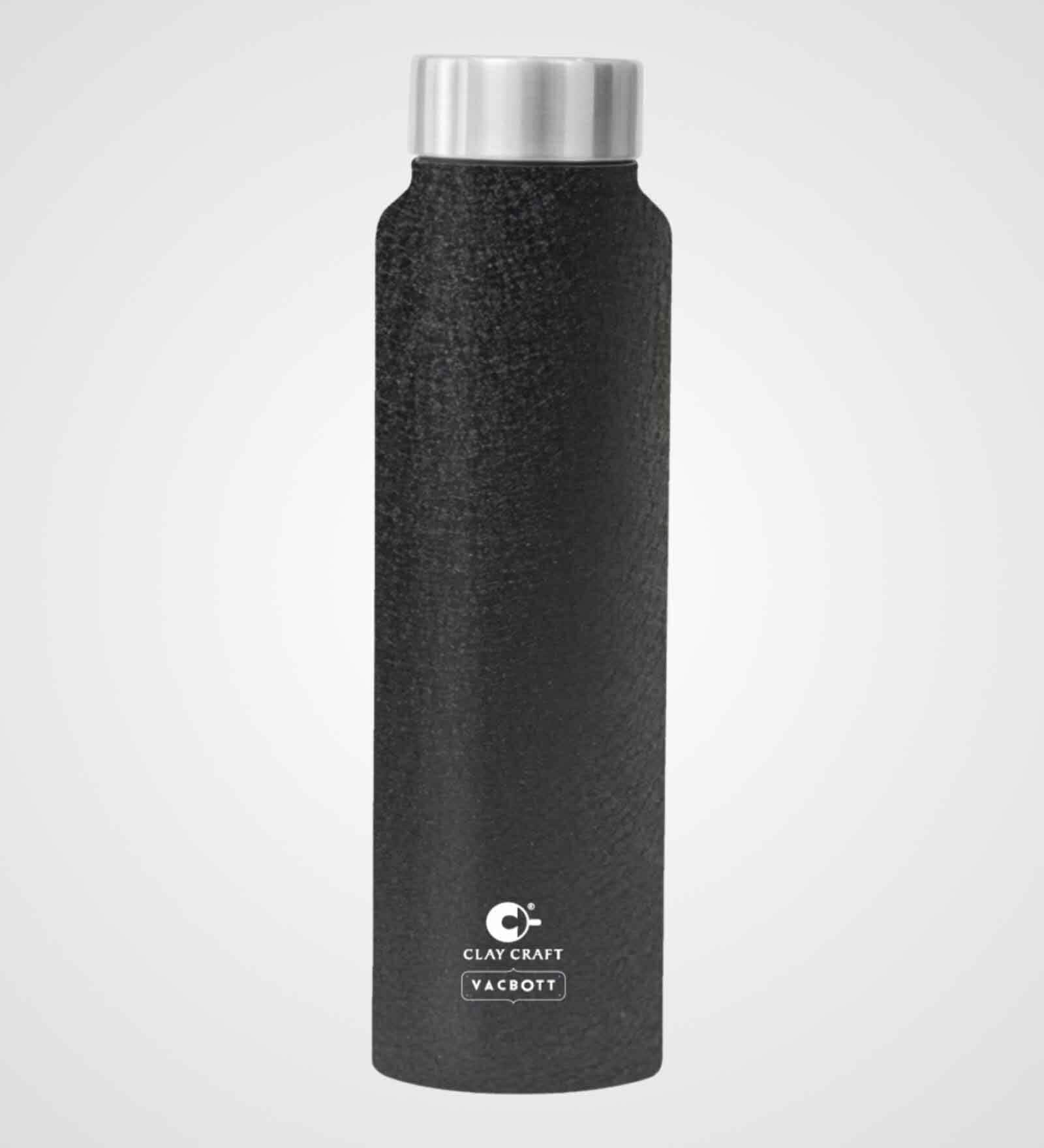Clay Craft Vacbott Tetra SS Lid Single Walled Non Insulated Water Bottle, 1000 ml (Black) Steel Water Bottles for School, Office, Home, Gym, Water Bottle for Men Leakproof, Rust free Steel Bottle