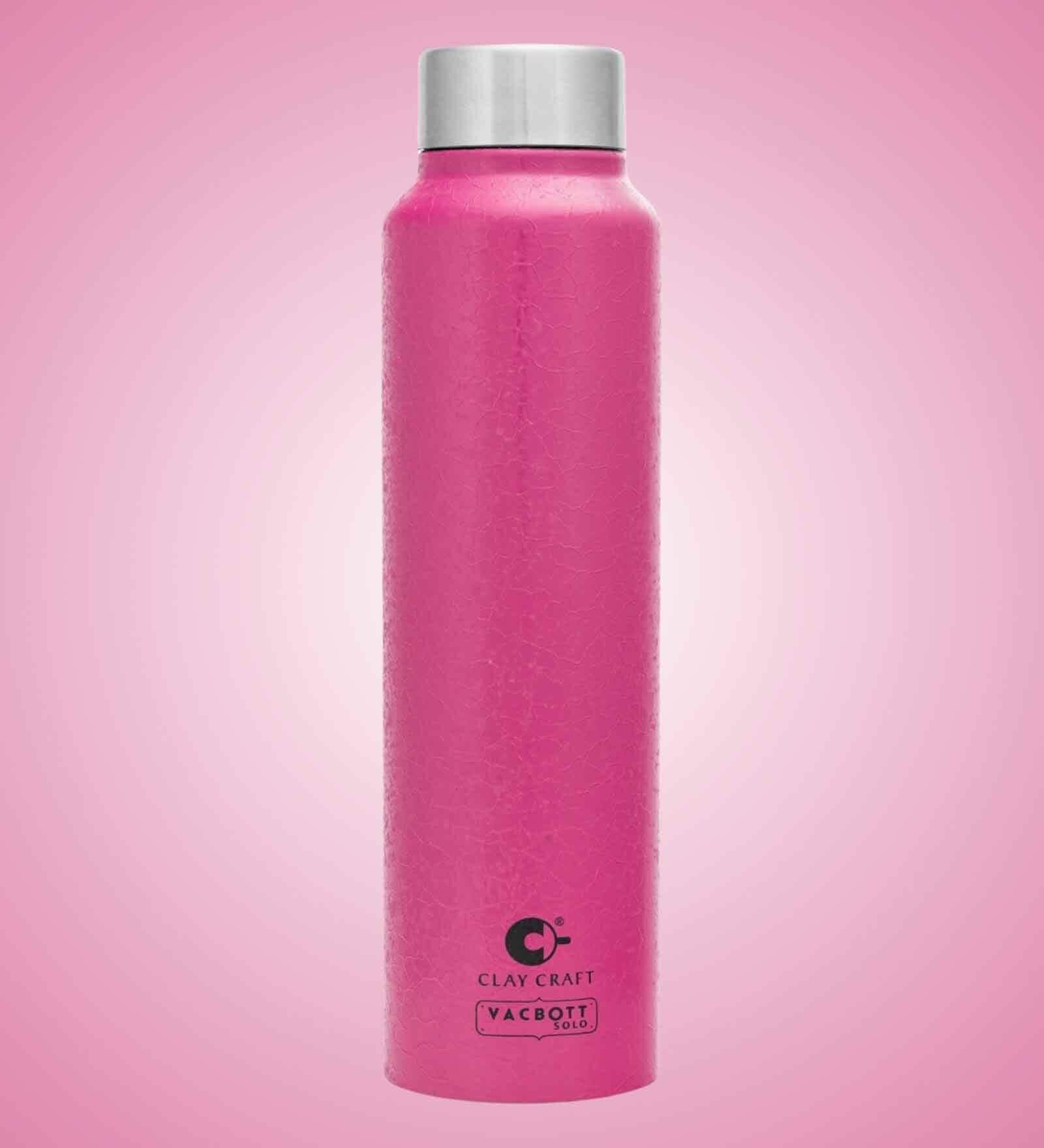 Clay Craft Vacbott Tetra SS Lid Single Walled Non Insulated Water Bottle, 1000 ml (Dark Pink) Steel Water Bottles for School, Office, Home, Gym, Water Bottle for Men Leakproof, Rust free Steel Bottle