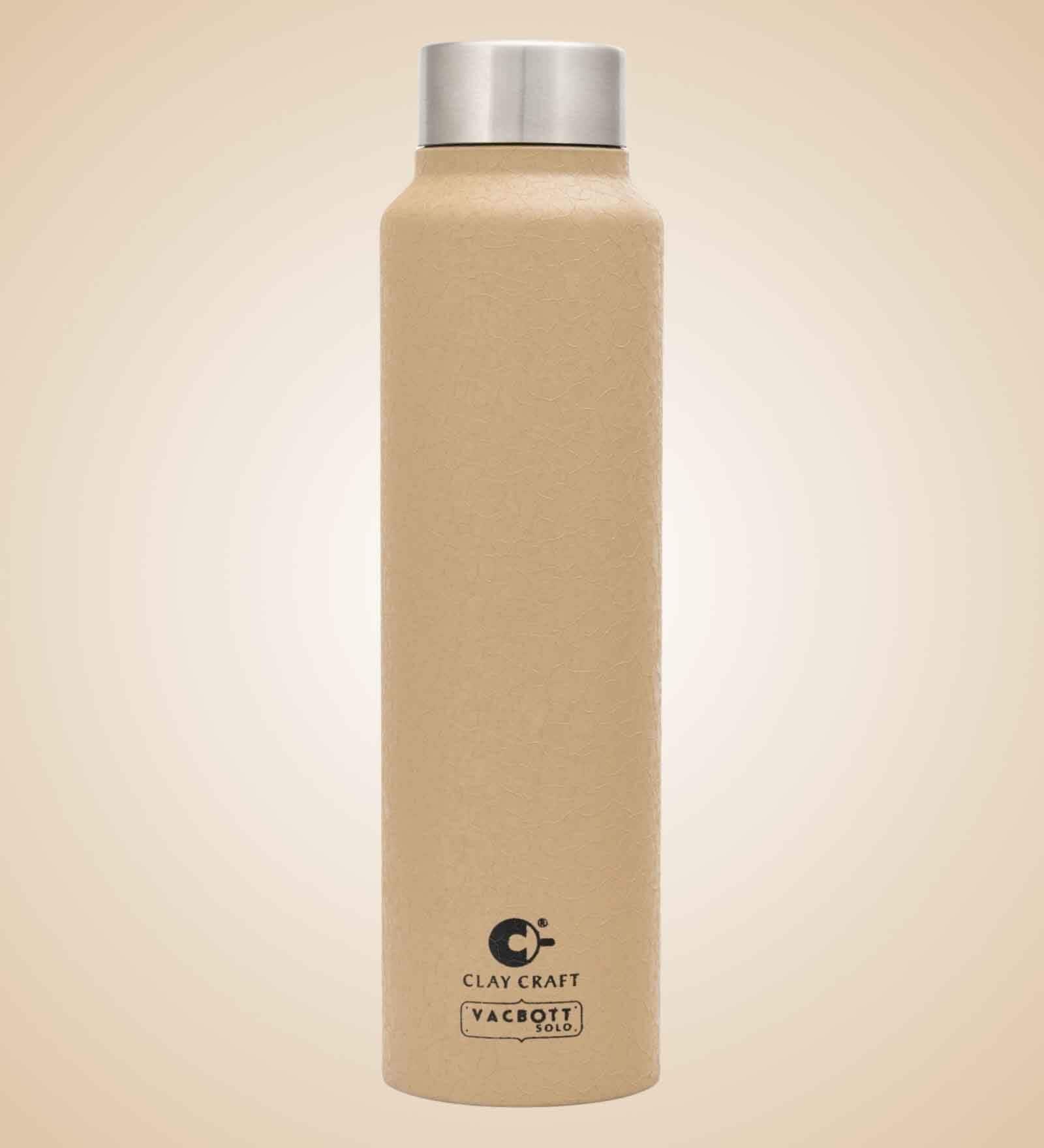 Clay Craft Vacbott Tetra SS Lid Single Walled Non Insulated Water Bottle, 500 ml (Beige) Steel Water Bottles for School, Office, Home, Gym, Water Bottle for Men Leakproof, Rust free Steel Bottle
