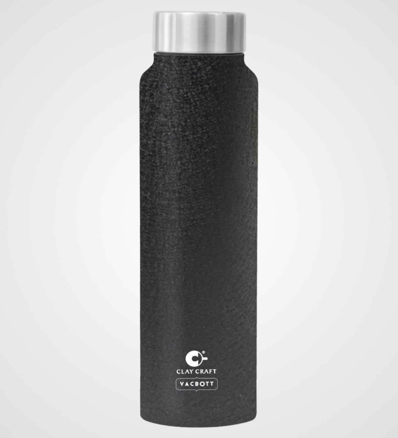 Clay Craft Vacbott Tetra SS Lid Single Walled Non Insulated Water Bottle, 500 ml (Black) Steel Water Bottles for School, Office, Home, Gym, Water Bottle for Men Leakproof, Rust free Steel Bottle