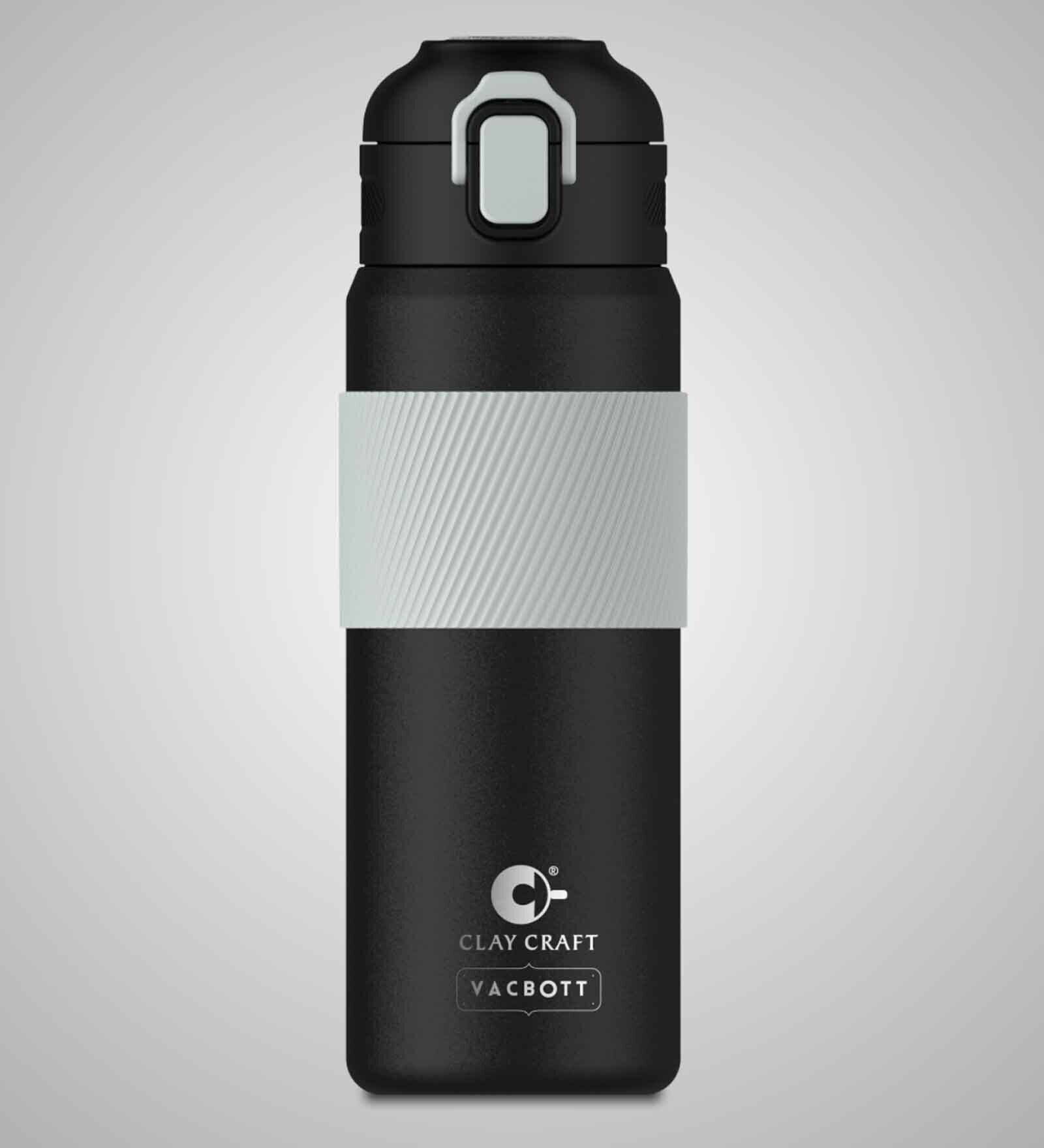 Clay Craft Vacbott Vaccum Bottle, Amber Insulated Double Walled 24 Hours Hot and Cold Water Bottle, 700 ml, Black -1 Piece Steel Water Bottles for School, Office, Home, Gym, Leakproof, Rust free Bottle