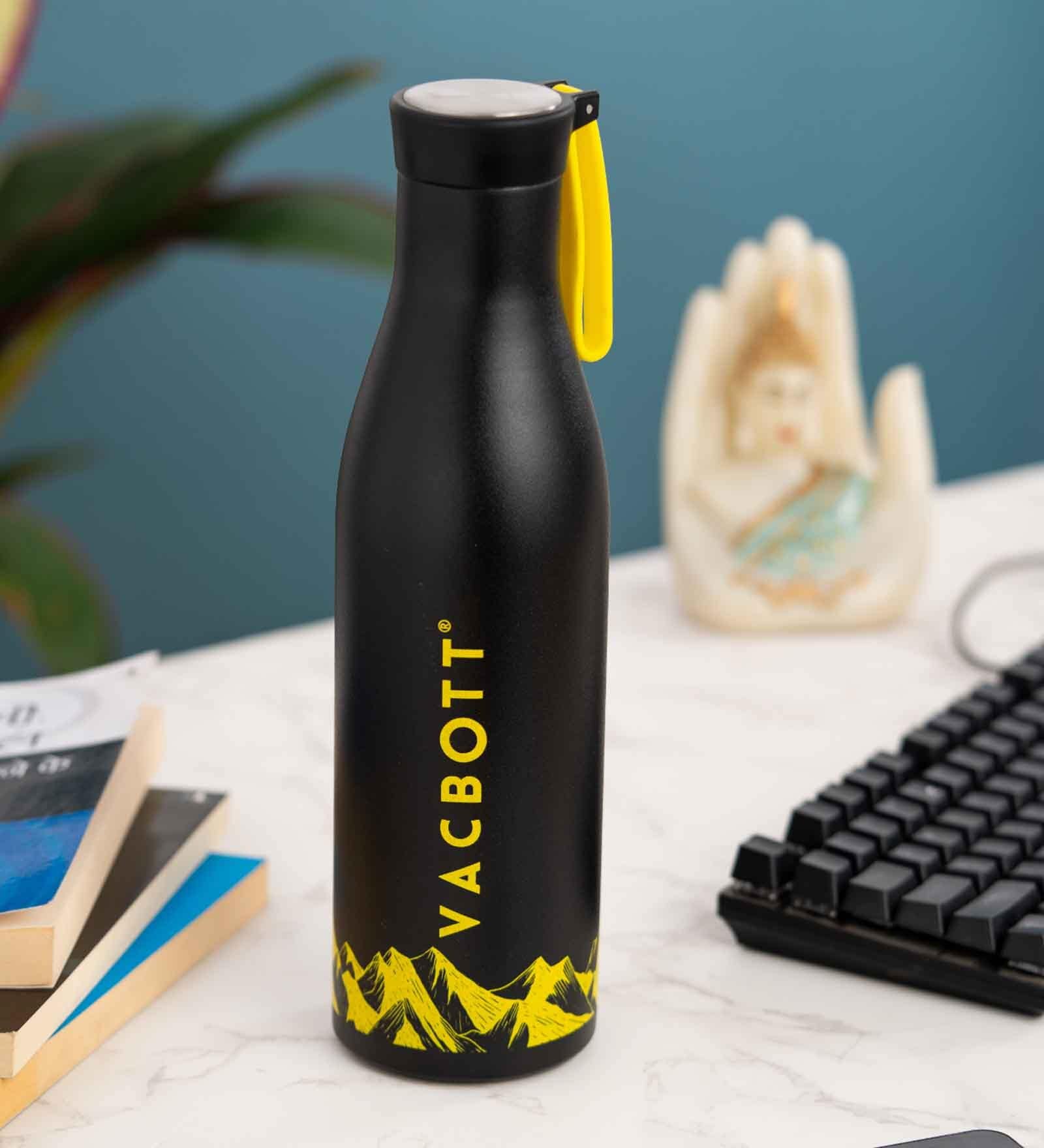 Clay Craft Vacbott Vaccum Bottle, Aspen Insulated Double Walled 24 Hours Hot and Cold Water Bottle, 900 ml, Natural Steel -1 Piece Steel Water Bottles for School, Office, Home, Gym, Leakproof, Rust free Bottle