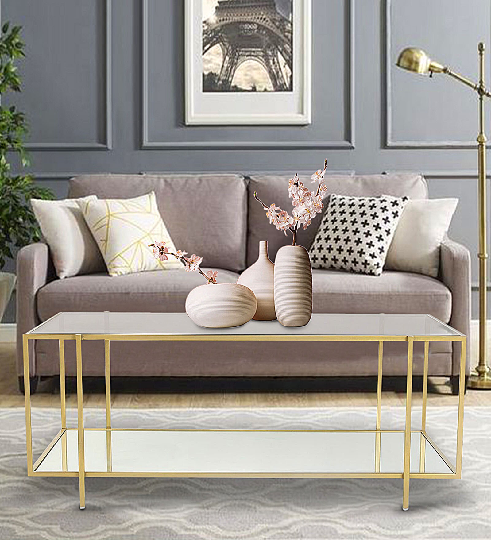 Clayton Coffee Table In Gold Finish Clayton Coffee Table In Gold Finish