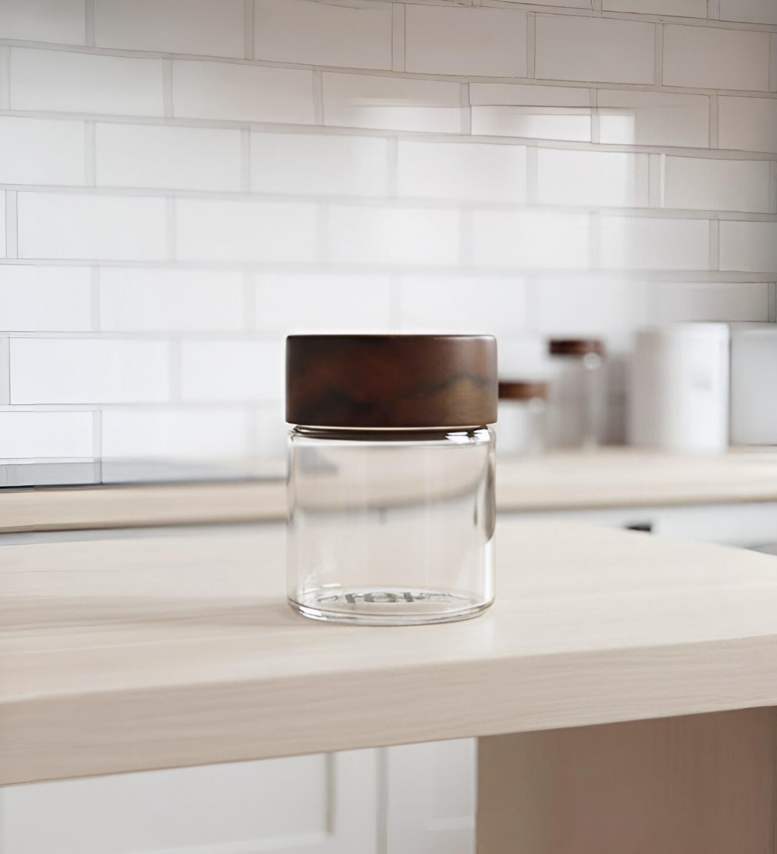 Clear 75 ml Borosilicate Glass Storage Jar with Airtight Acacia Wood Lid