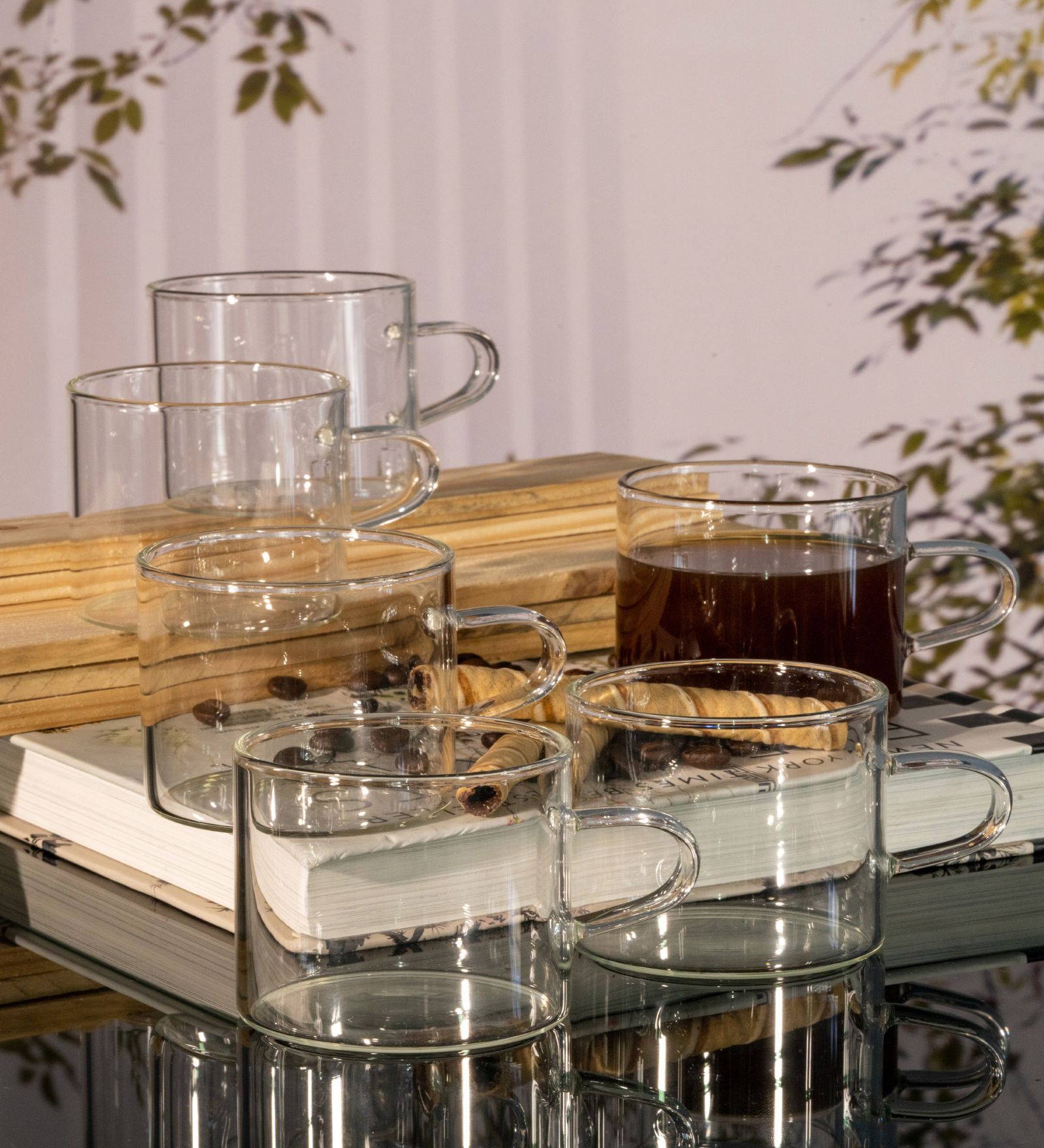 Contemporary Glass Coffee Mug (Set of 6)